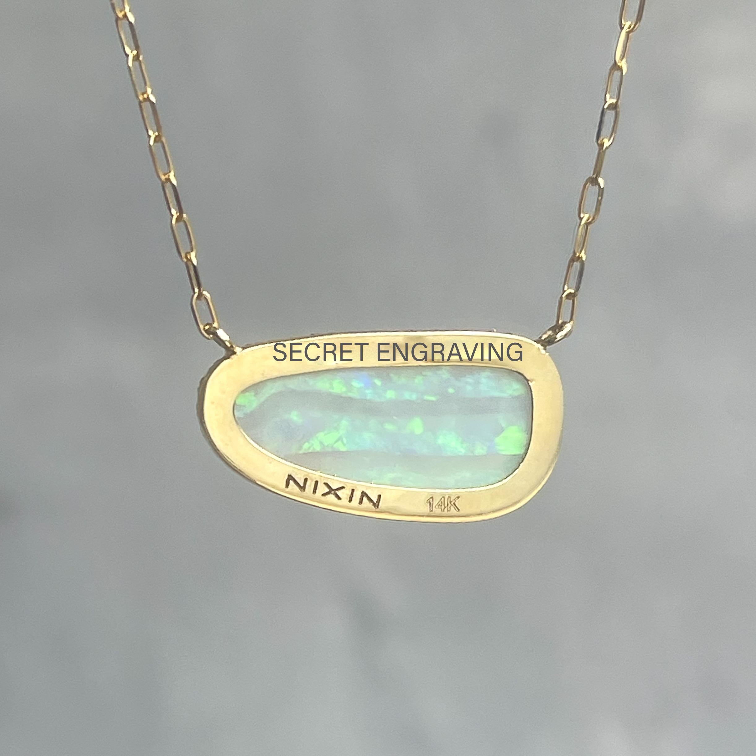 Alpine Reverie Australian Opal Necklace with Diamonds in 14k Gold, NIXIN Jewelry For Sale 5