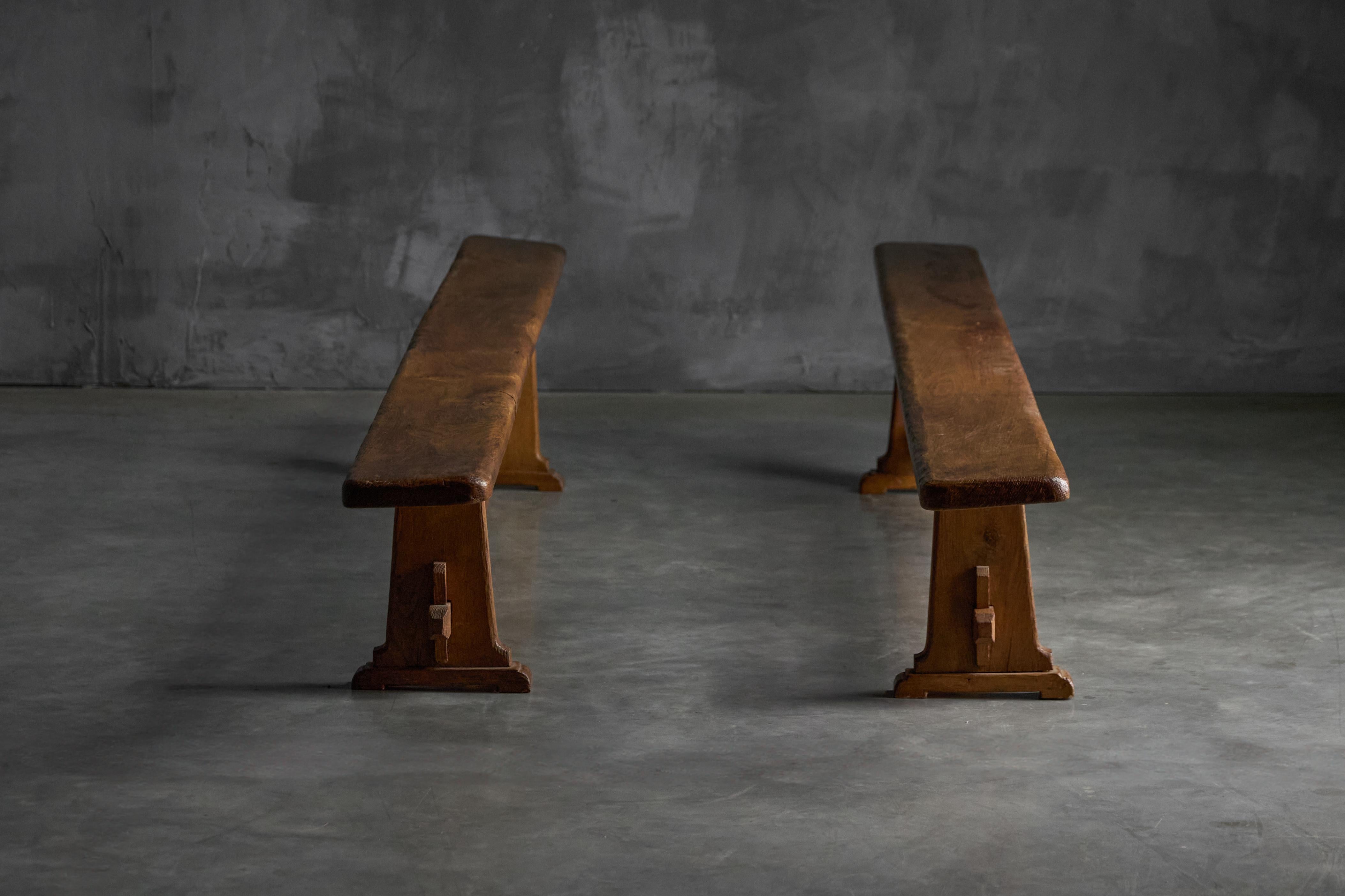 Bancos rústicos alpinos, Francia, mediados del siglo XX Madera en venta
