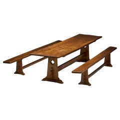 Juego de comedor rústico alpino, Francia, mediados del siglo XX
