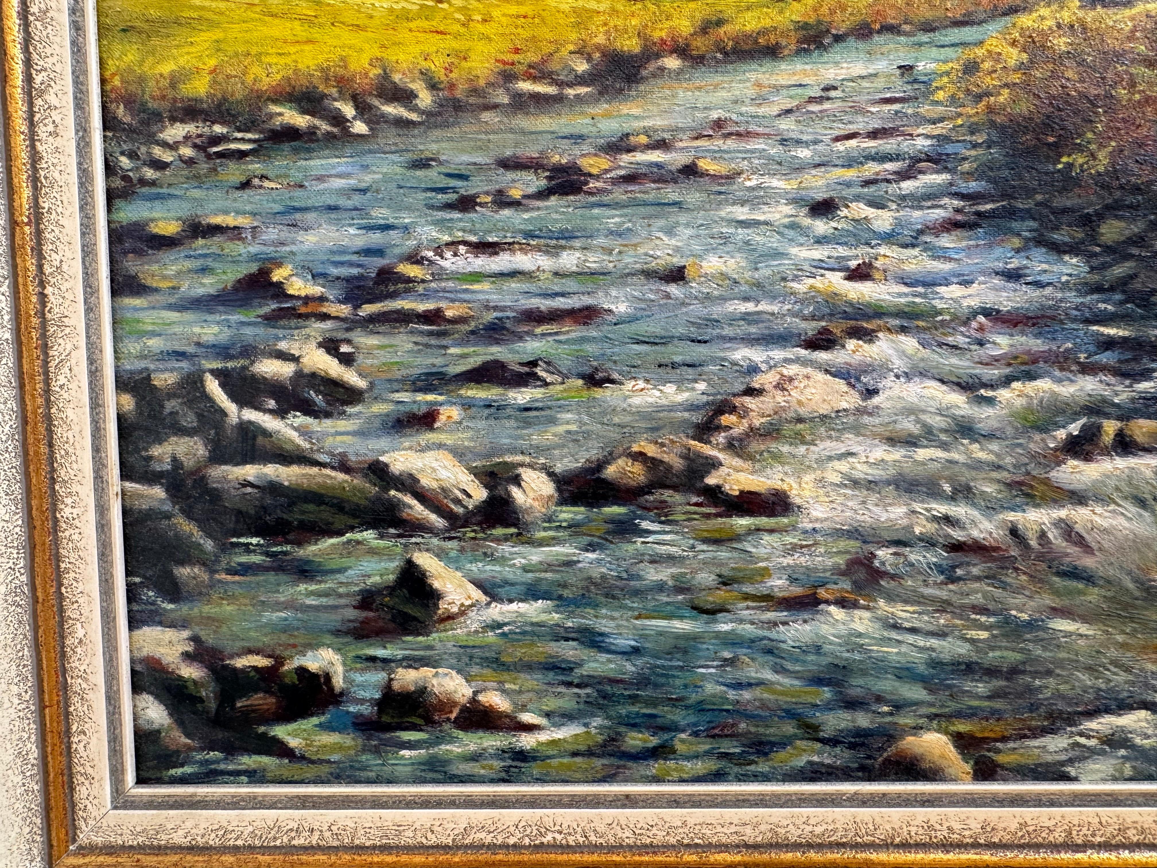 Paisaje escolar alpino de L. Jurt, 1964 - Pintura al óleo de montañas suizas en venta 3