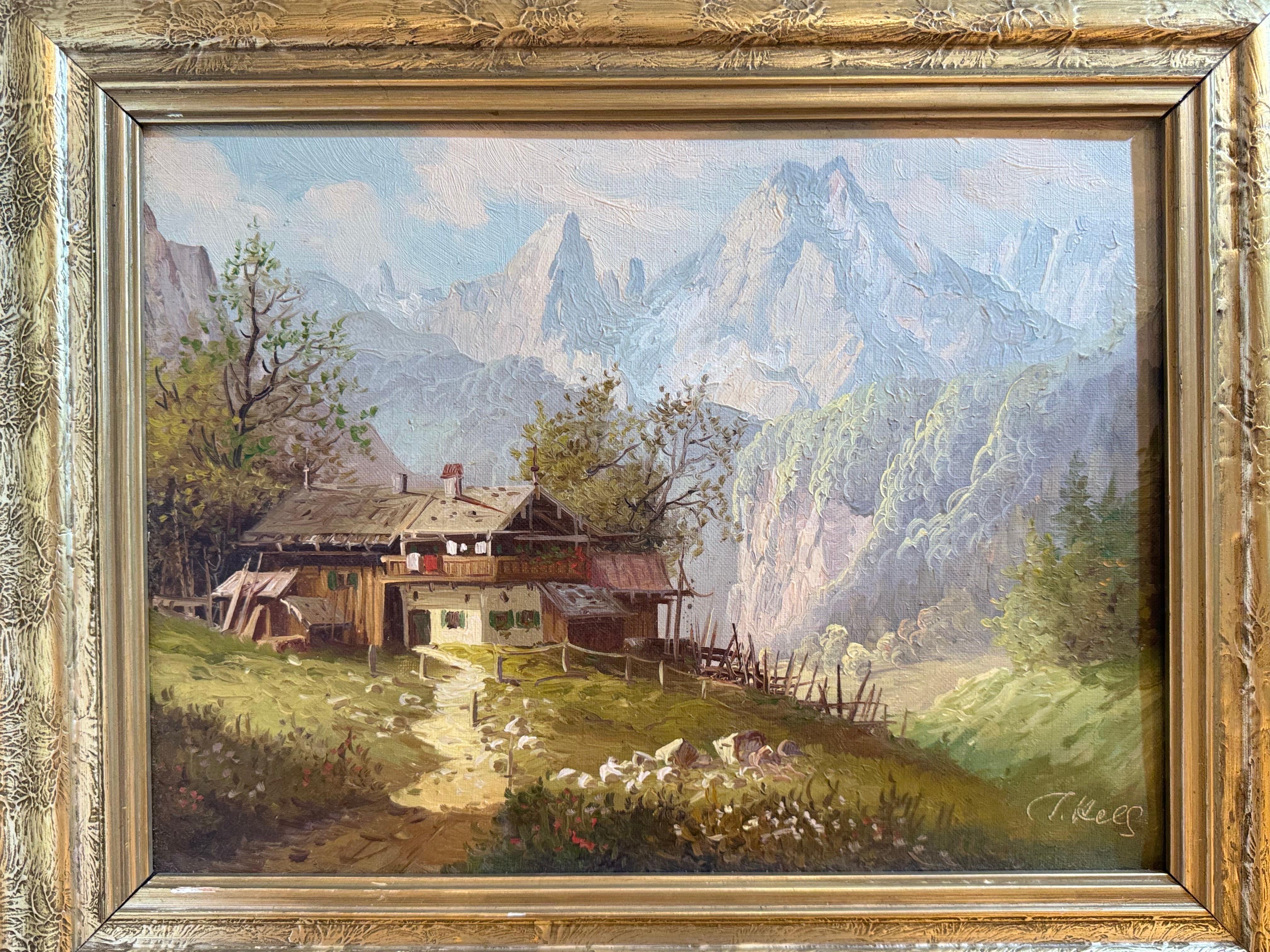 Alpine Schule - Vintage Bayerisches Landschaftsgemälde von Watzmann, signiert T. Kell im Angebot 12
