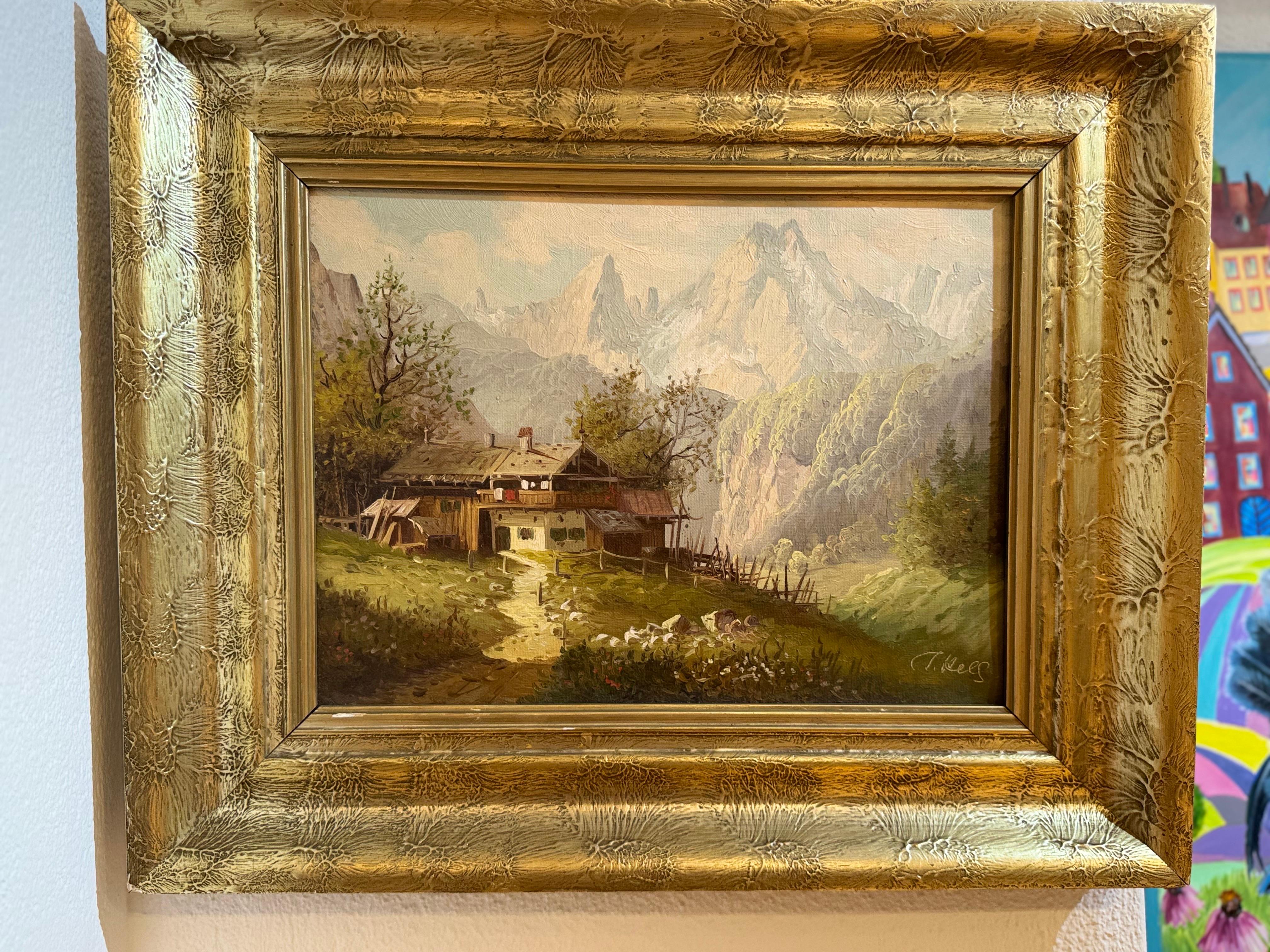 Alpine Schule - Vintage Bayerisches Landschaftsgemälde von Watzmann, signiert T. Kell im Angebot 13
