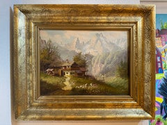 Alpine School – Vintage Bavarian Landscape Painting of Watzmann, signed T. Kell