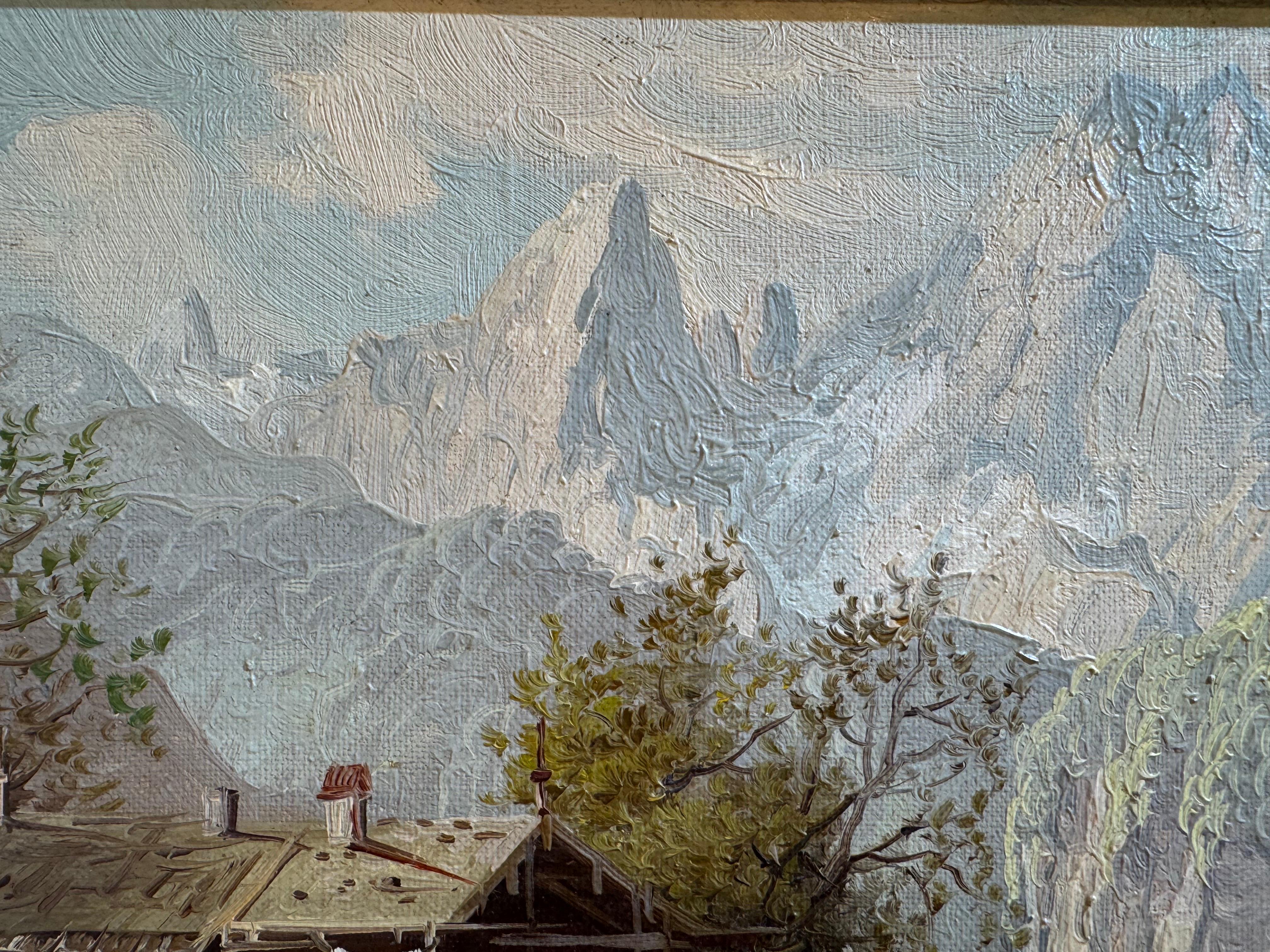 Alpine Schule - Vintage Bayerisches Landschaftsgemälde von Watzmann, signiert T. Kell (Impressionismus), Painting, von Alpine School Swiss and Tyrolean 20th Century