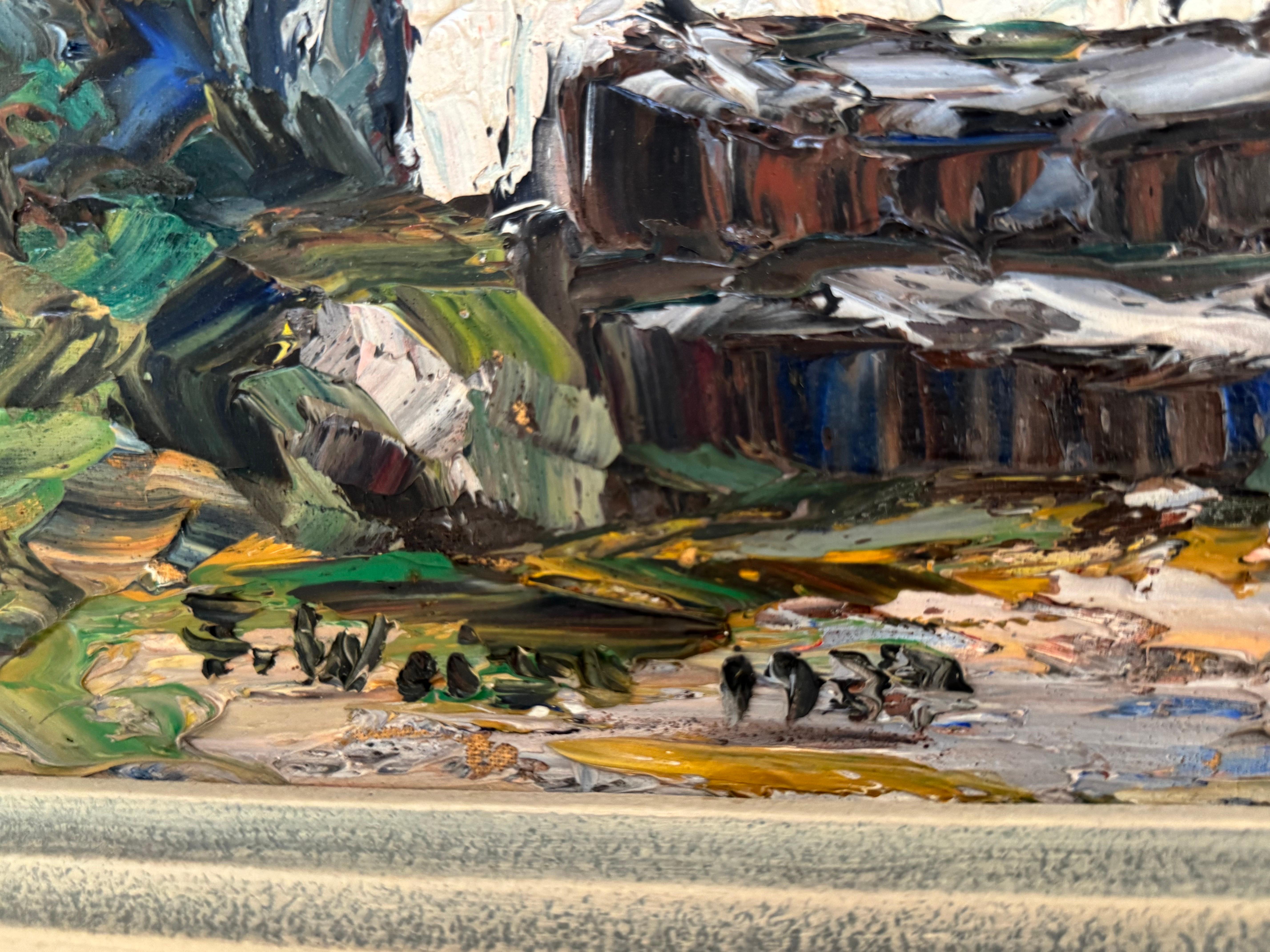 Chapel in the Alps – Original Oil Painting, Alpine School, 1937. Signed F. Weitz For Sale 7