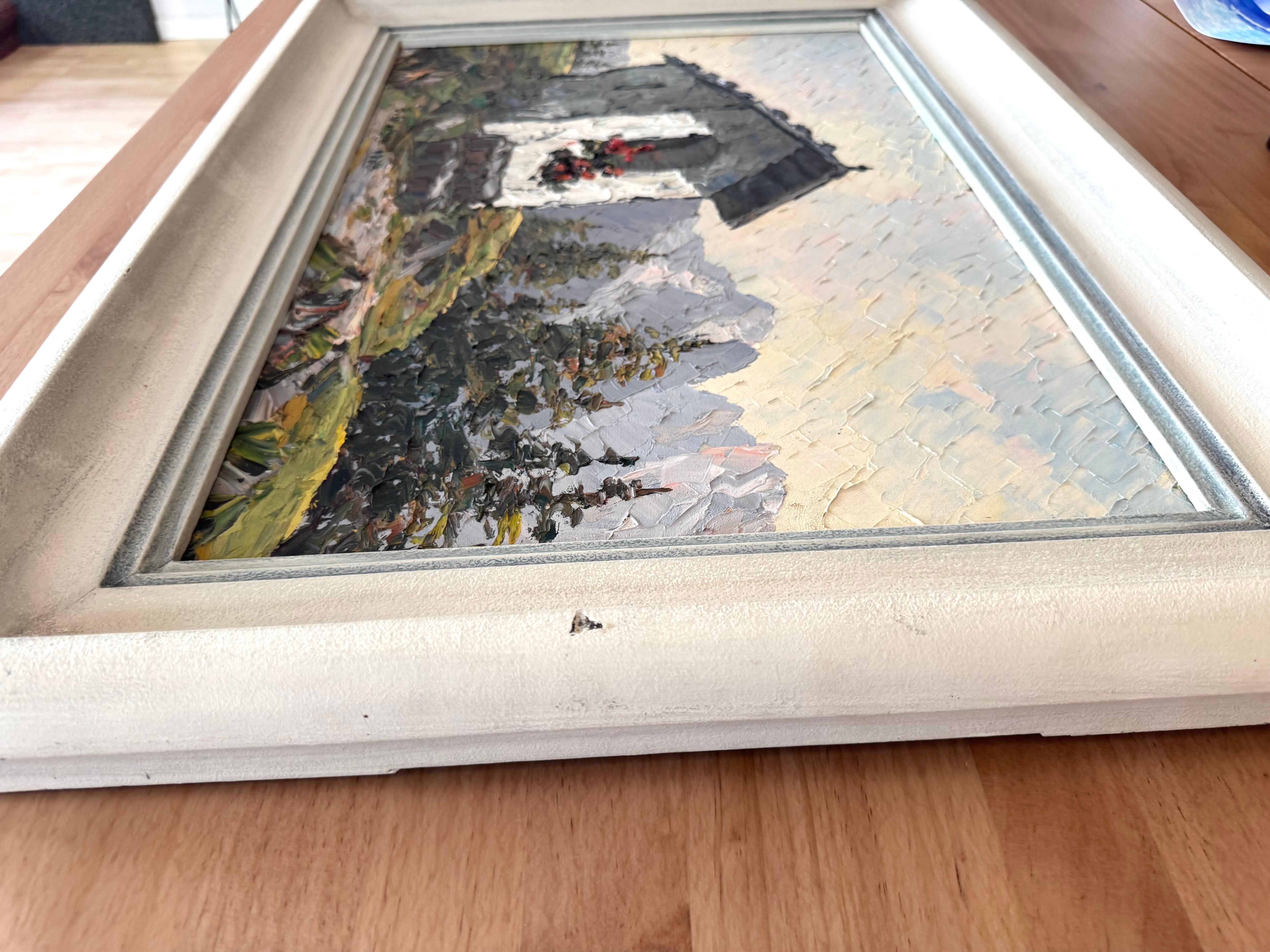Chapel in the Alps – Original Oil Painting, Alpine School, 1937. Signed F. Weitz For Sale 15
