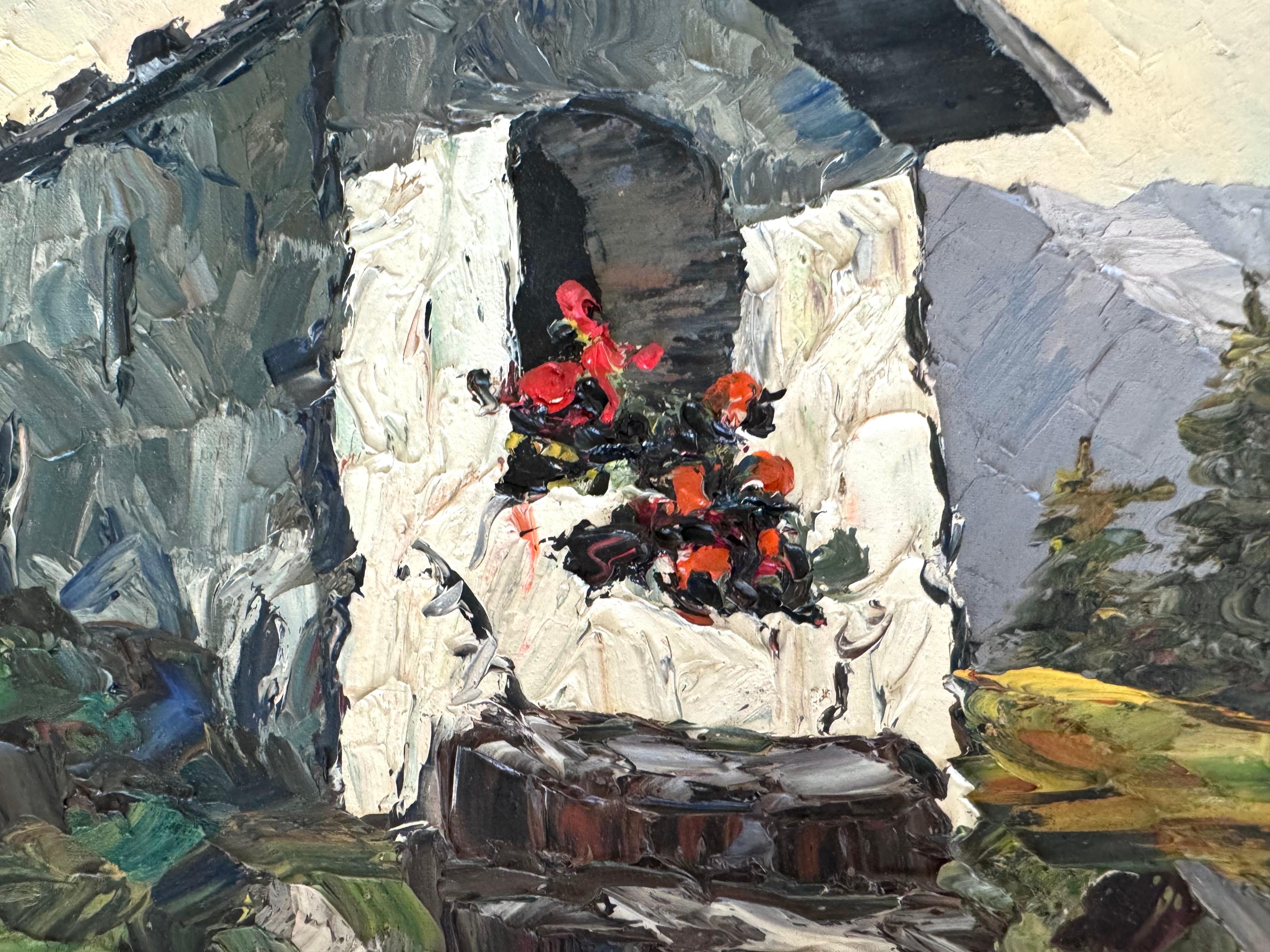 The painting bears the signature “F. Weitz” and is dated either 1935 or 1937, the last digit being slightly obscured by impasto. Based on the technique, materials, and style, the work can be confidently attributed to the mid-1930s Alpine School