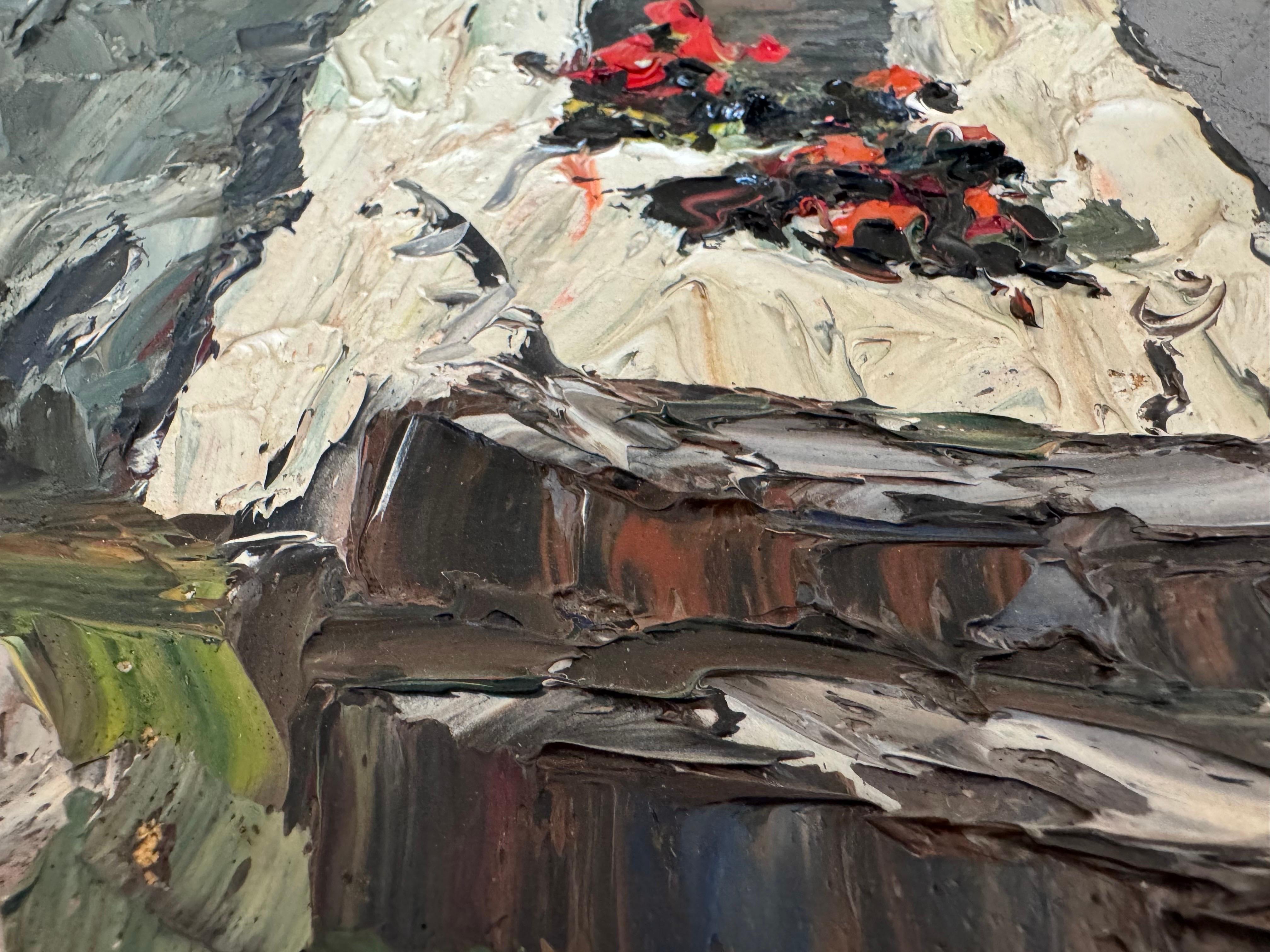 Chapel in the Alps – Original Oil Painting, Alpine School, 1937. Signed F. Weitz For Sale 4