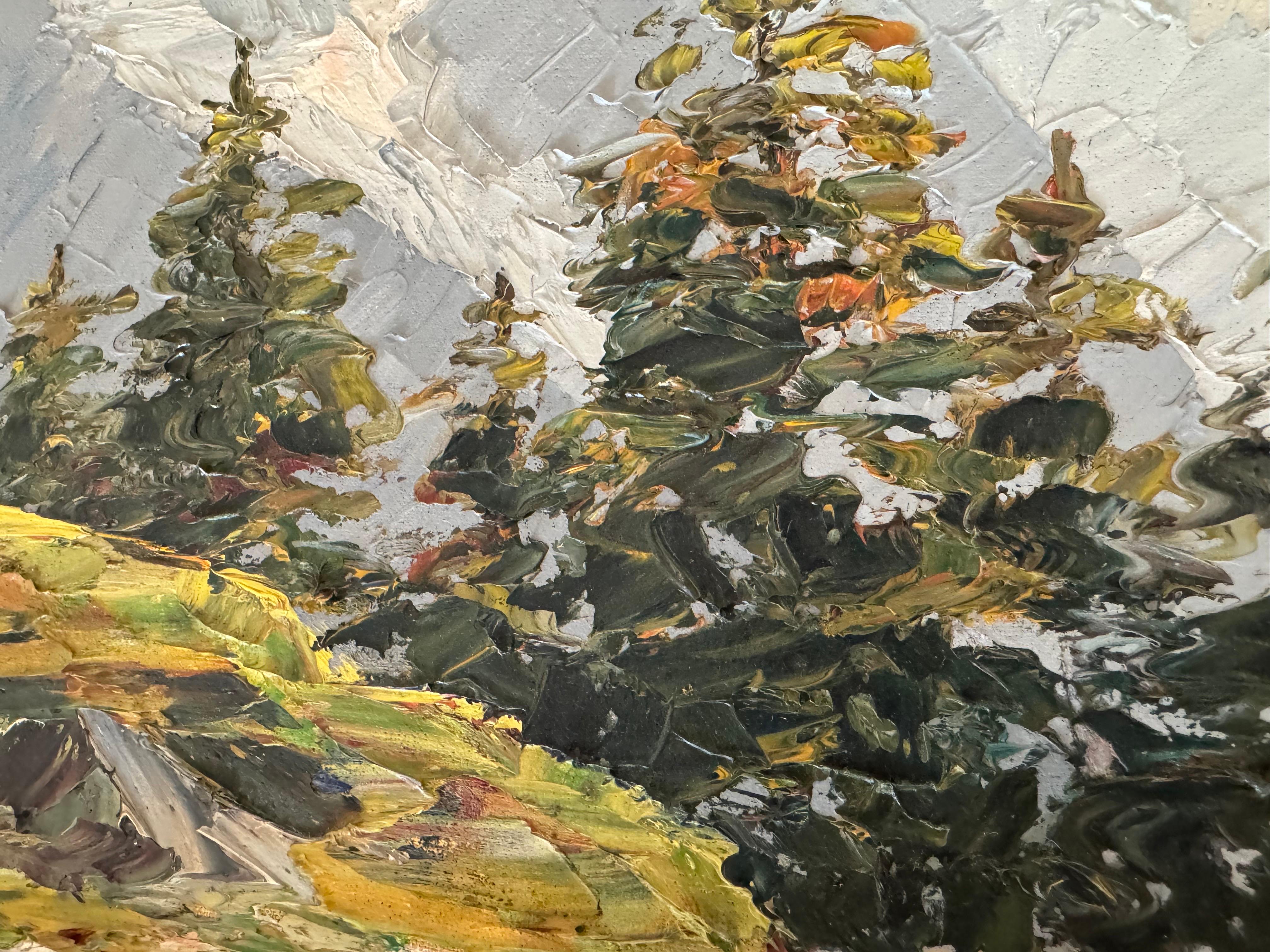Chapel in the Alps – Original Oil Painting, Alpine School, 1937. Signed F. Weitz For Sale 5