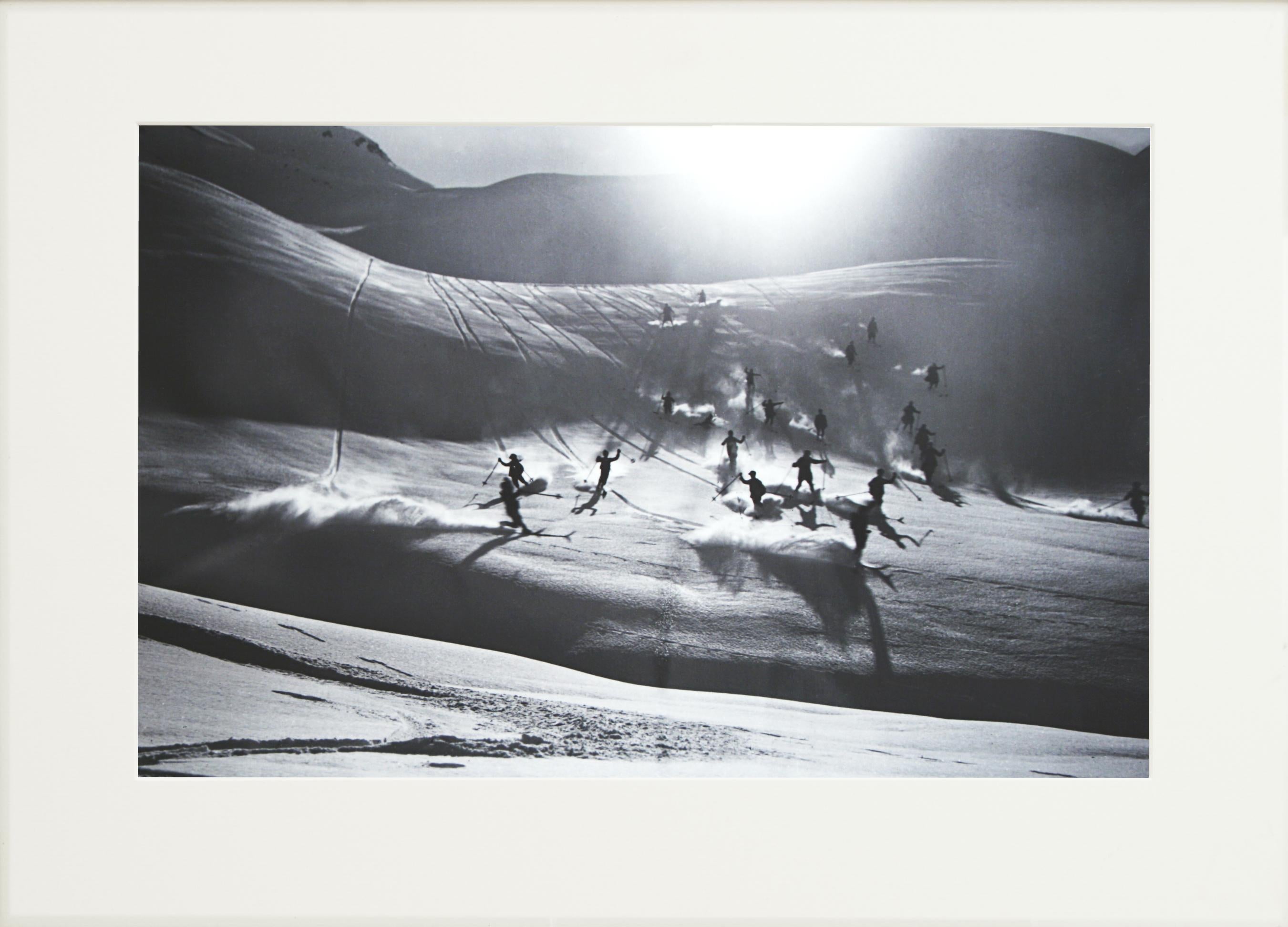 Sporting Art Alpine Ski Photograph, 'Happy Skiers' Taken from 1930s Original For Sale