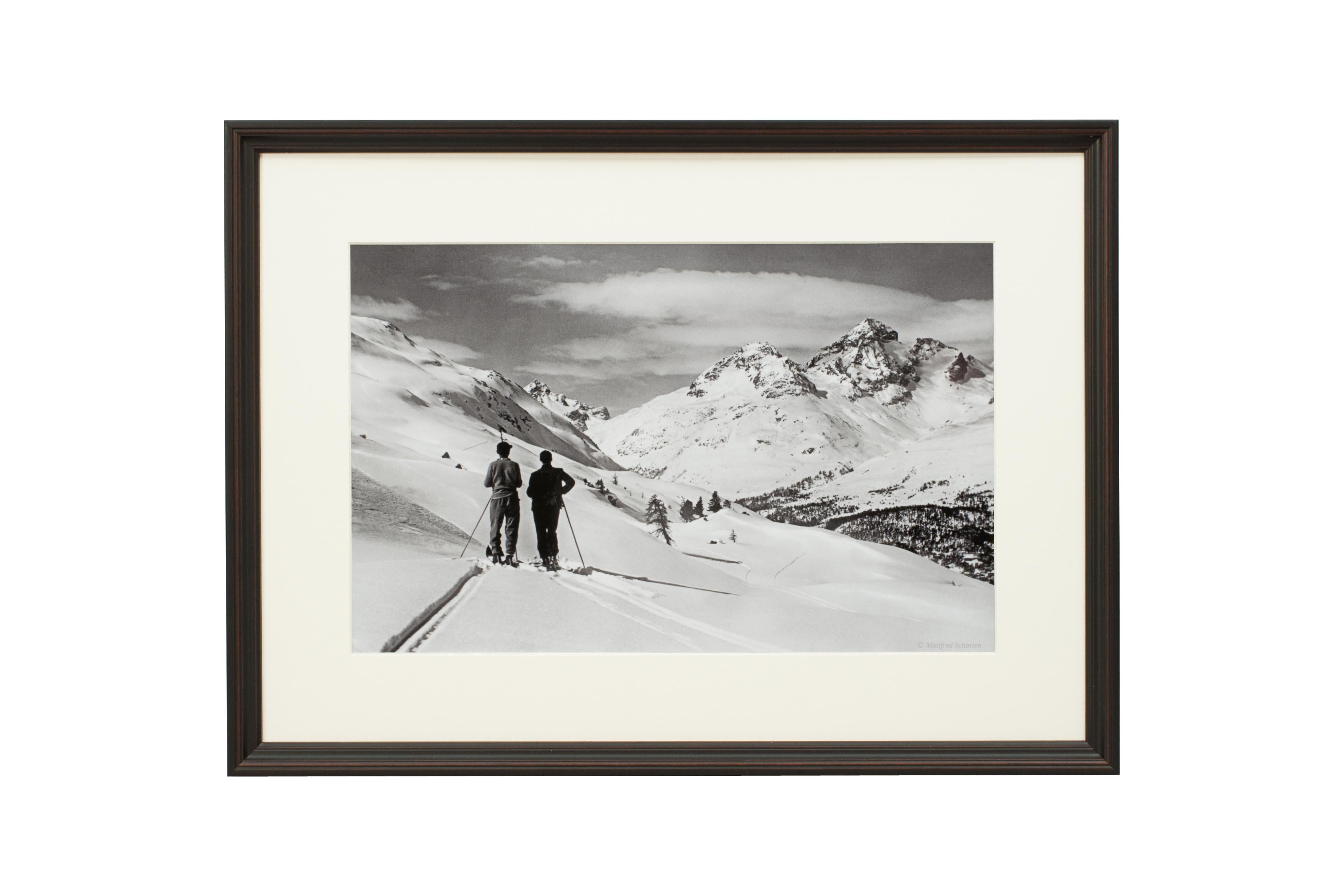 Photographie de ski alpin, Vue panoramique, tirée d'une photographie originale des années 1930 en vente 3