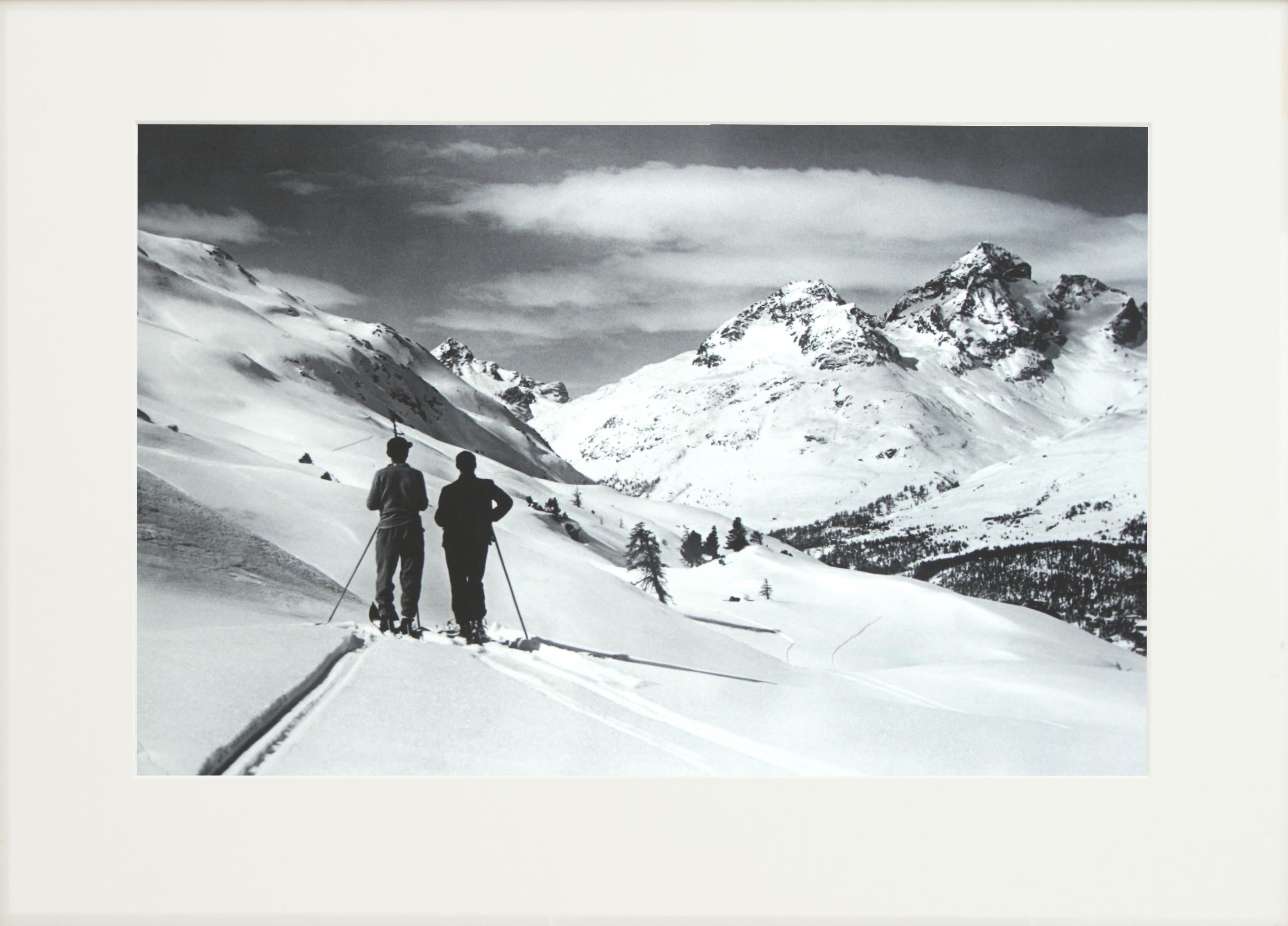 Sporting Art Photographie de ski alpin, Vue panoramique, tirée d'une photographie originale des années 1930 en vente