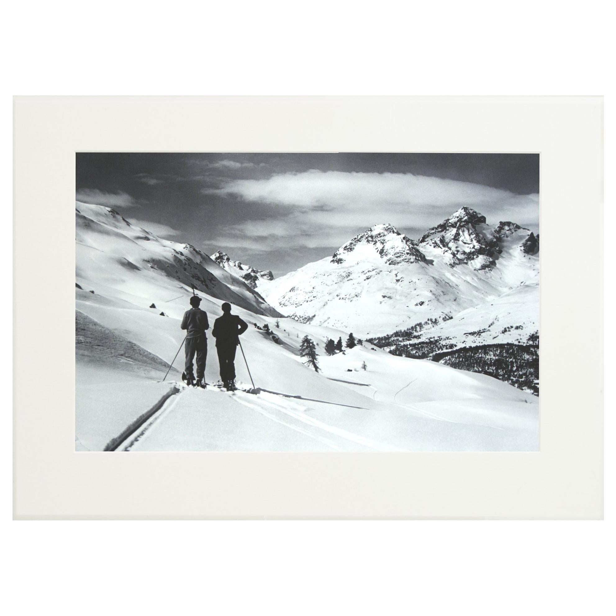 Fotografia di sci alpino, 'Vista panoramica', tratta da una fotografia originale del 1930