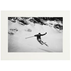 Vintage Alpine Ski Photograph, 'Quersprung' Taken from Original 1930s Photograph