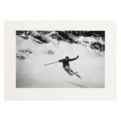 Alpinskifotografie, „Quersprung“, aufgenommen nach einer Originalfotografie aus den 1930er Jahren