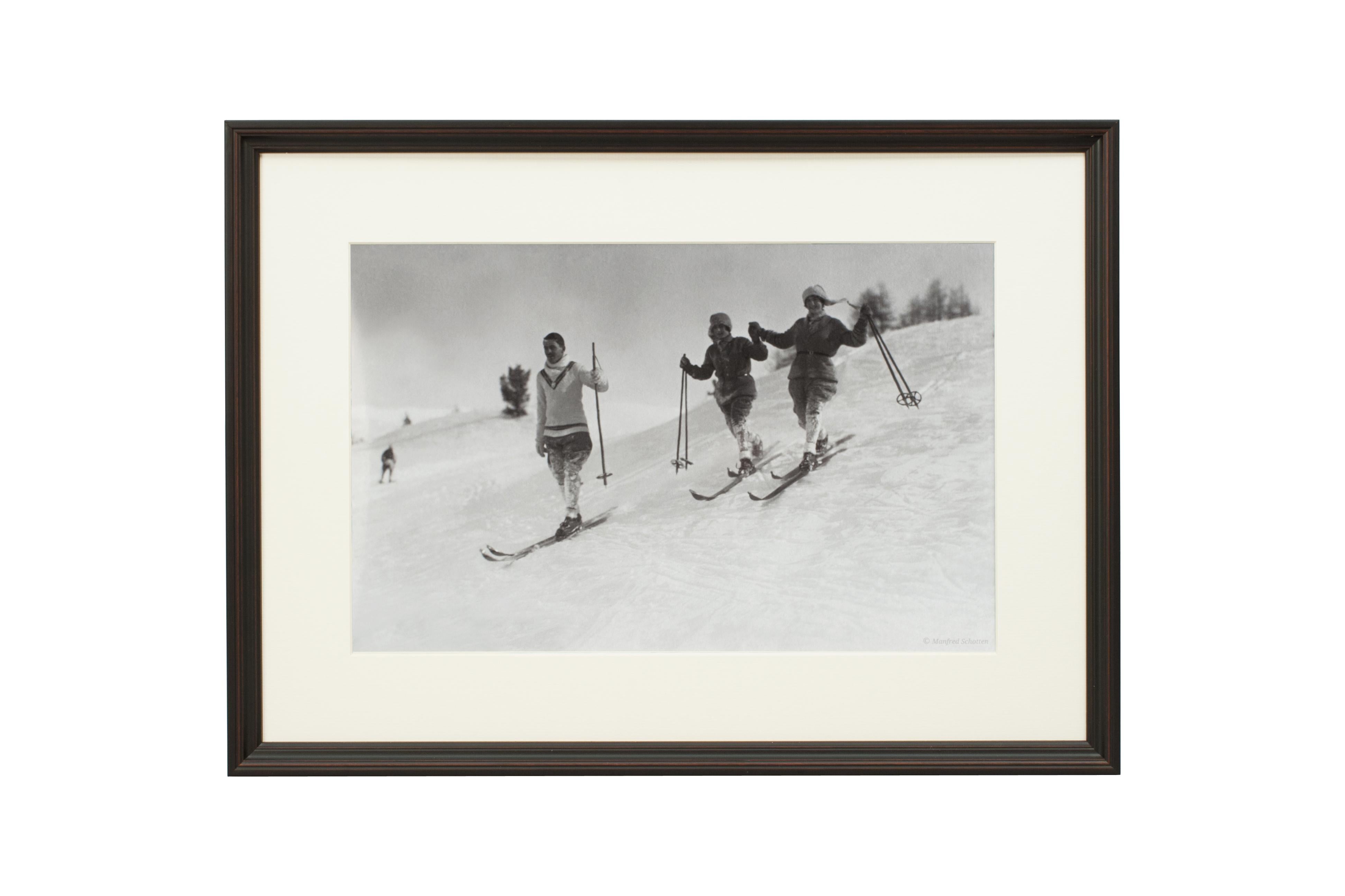 Paper Alpine Ski Photograph, 'St. Moritz' Taken from Original 1930s Photograph For Sale