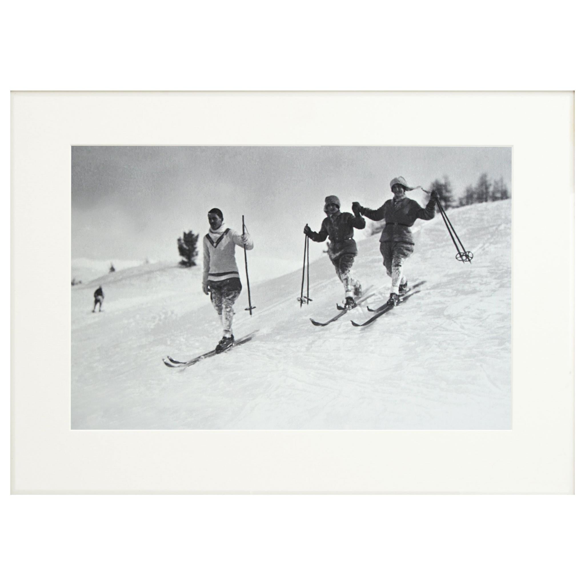 Photographie de ski alpin, « St. Moritz », tirée d'une photographie originale des années 1930