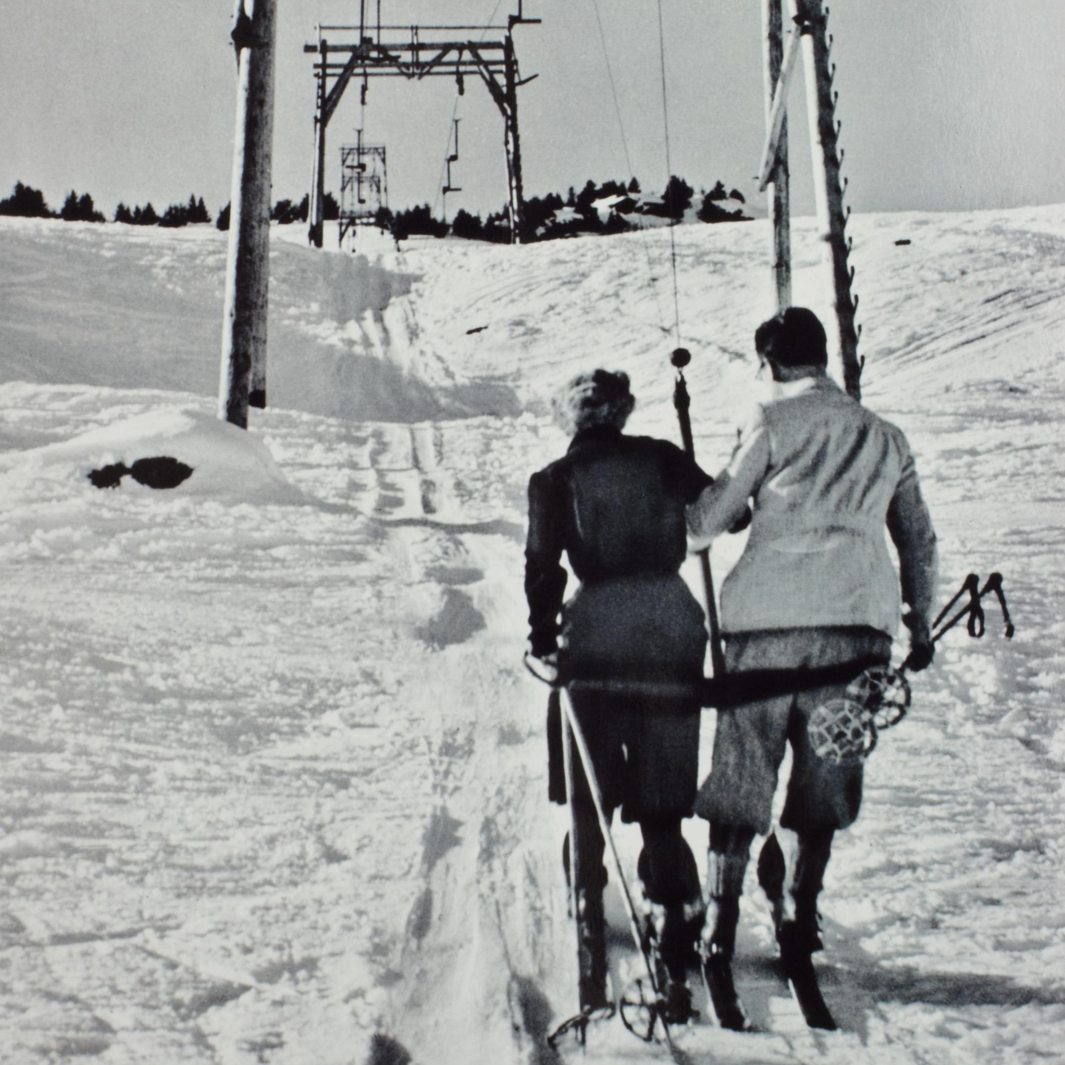 English Alpine Ski Photograph, 'THE LIFT' Taken from 1930s Original