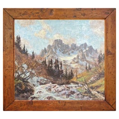 Alpine Stream Oil on Canvas, Sanger Hans, 1944