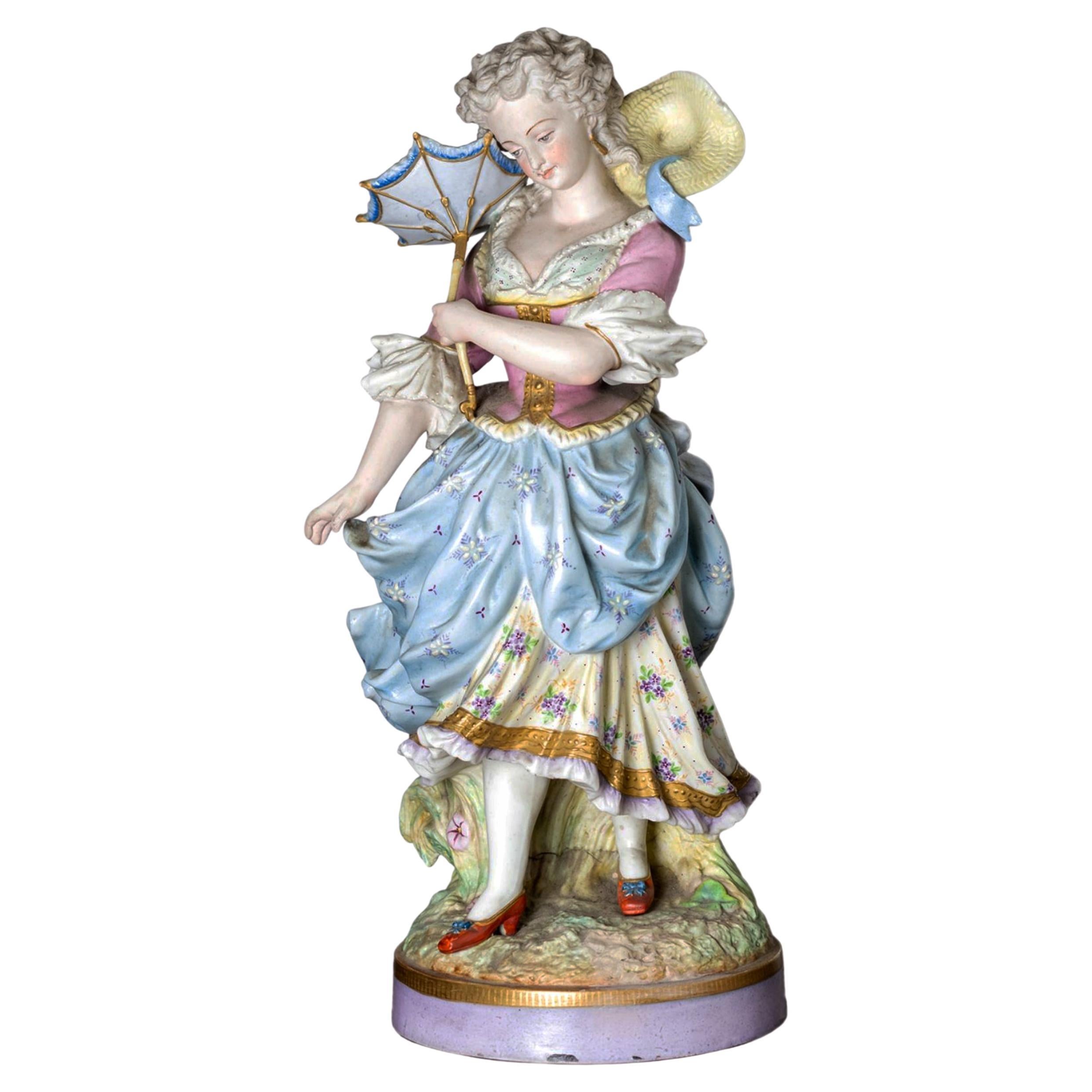 Figurilla de porcelana de Limoges Alpinien Margaine, (Siglo XIX)