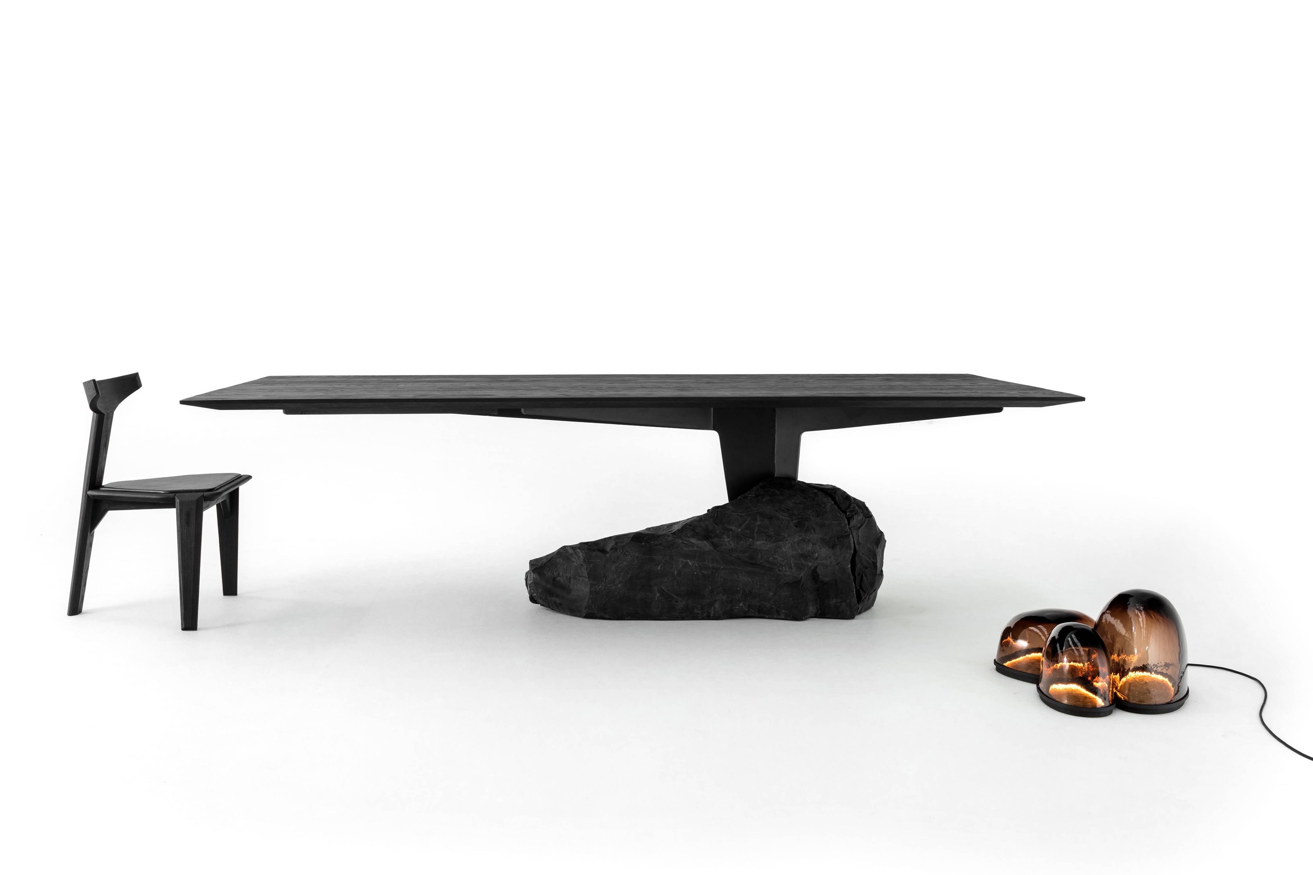 Mexican Humo Dining Table, Marble Base For Sale
