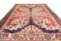 Alriz collection Exceptional ivory Persian Serapi Rug 19th century
