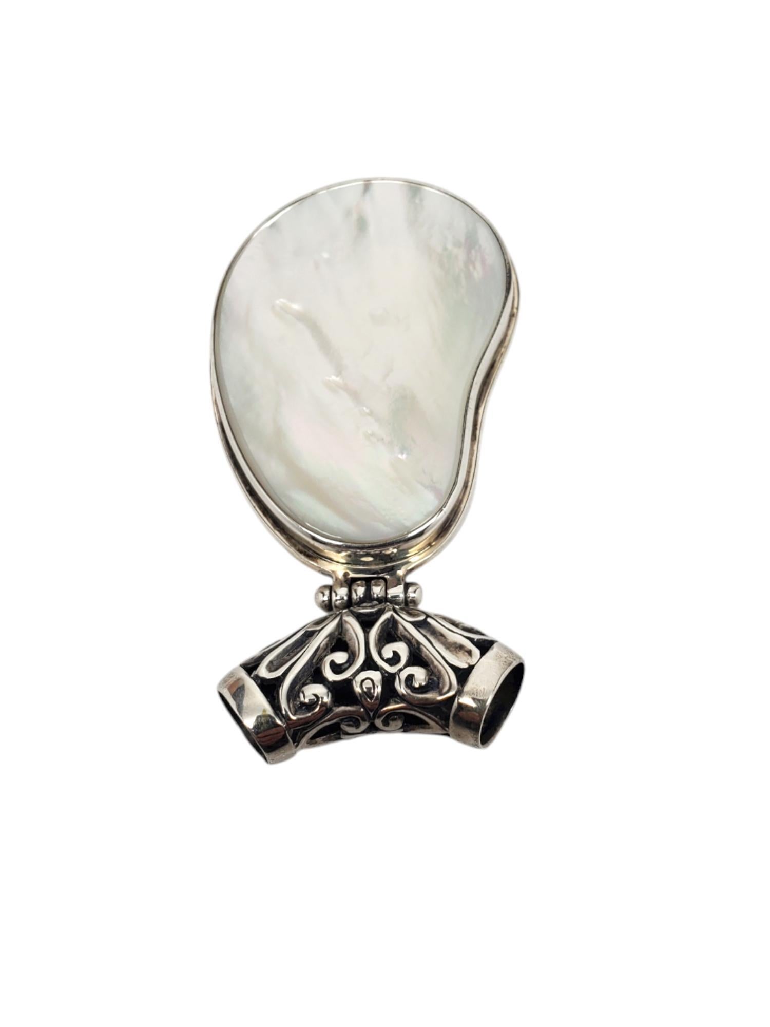Mixed Cut ALS Sterling Silver Mother Of Pearl Large Pendant #20776 For Sale