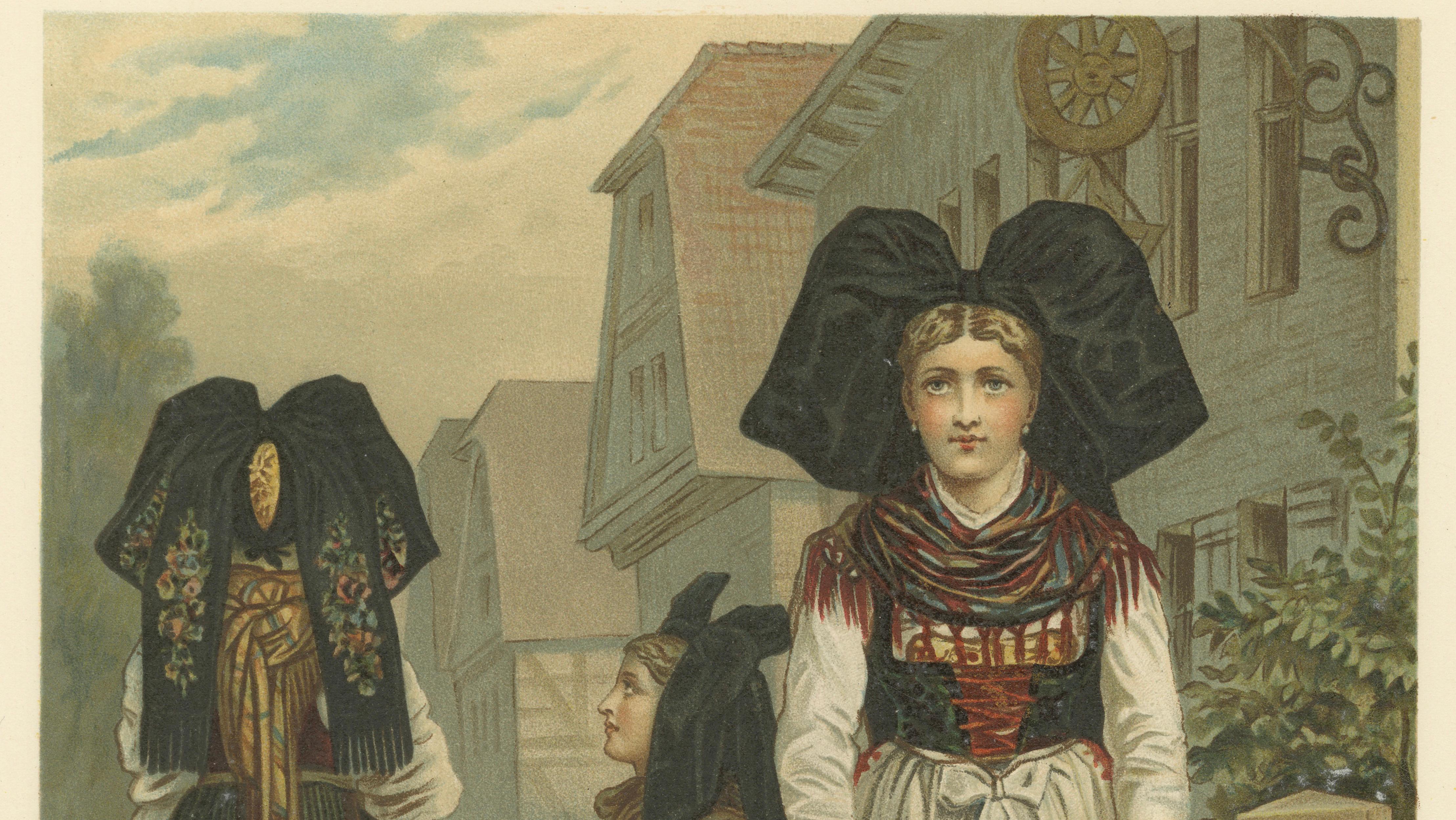 Alsace Folk Costume, Griesheim, Traditional Dress, c.1875