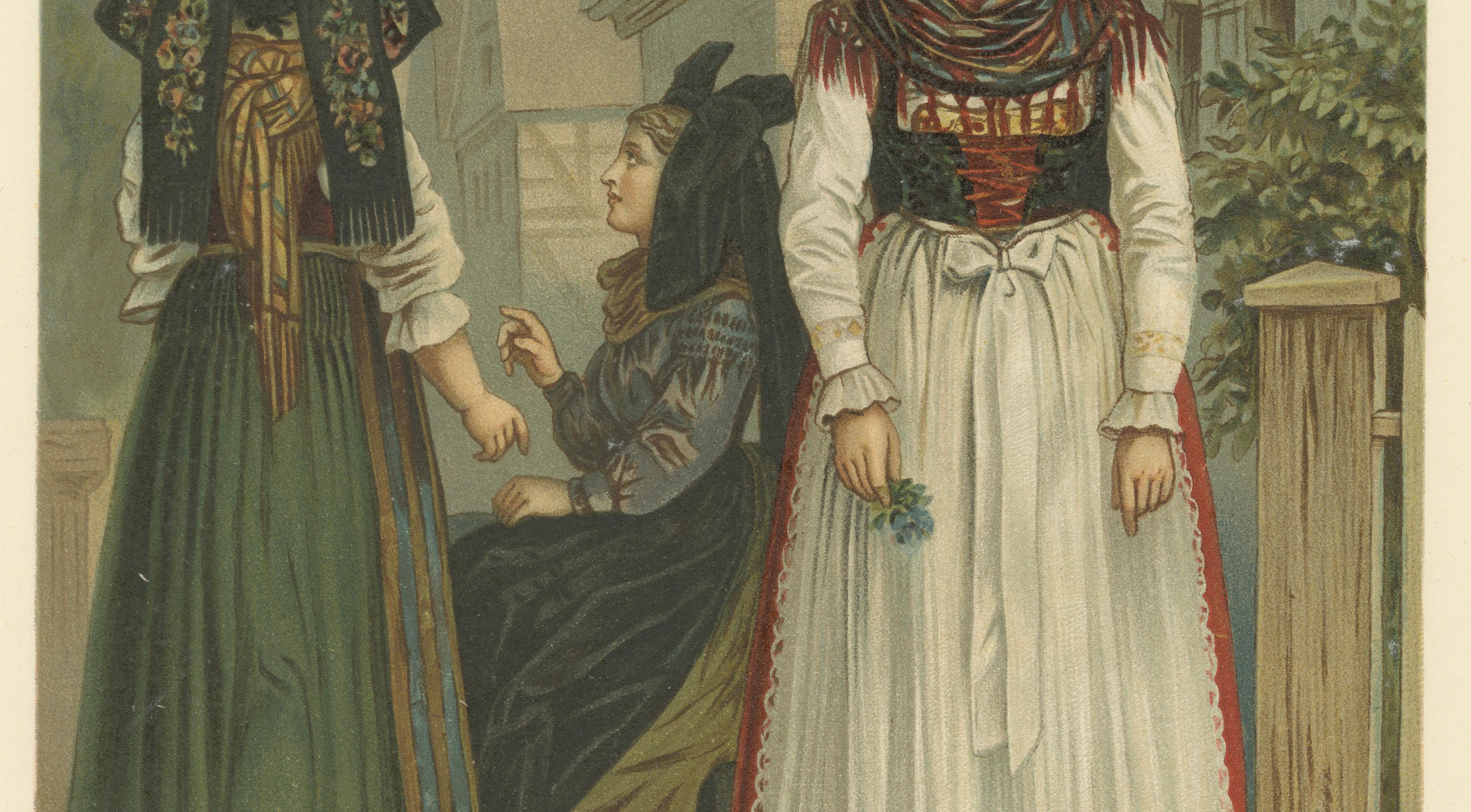 Alsace Folk Costume, Griesheim, Traditional Dress, c.1875