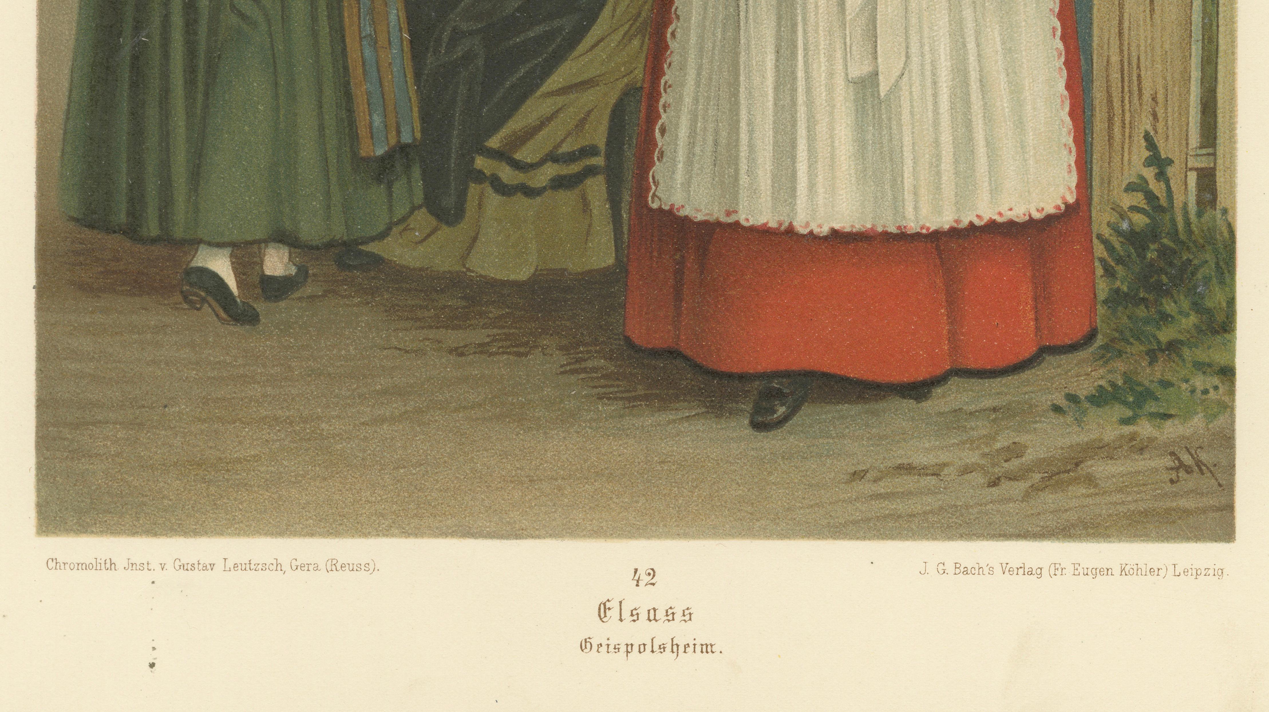 Alsace Folk Costume, Griesheim, Traditional Dress, c.1875