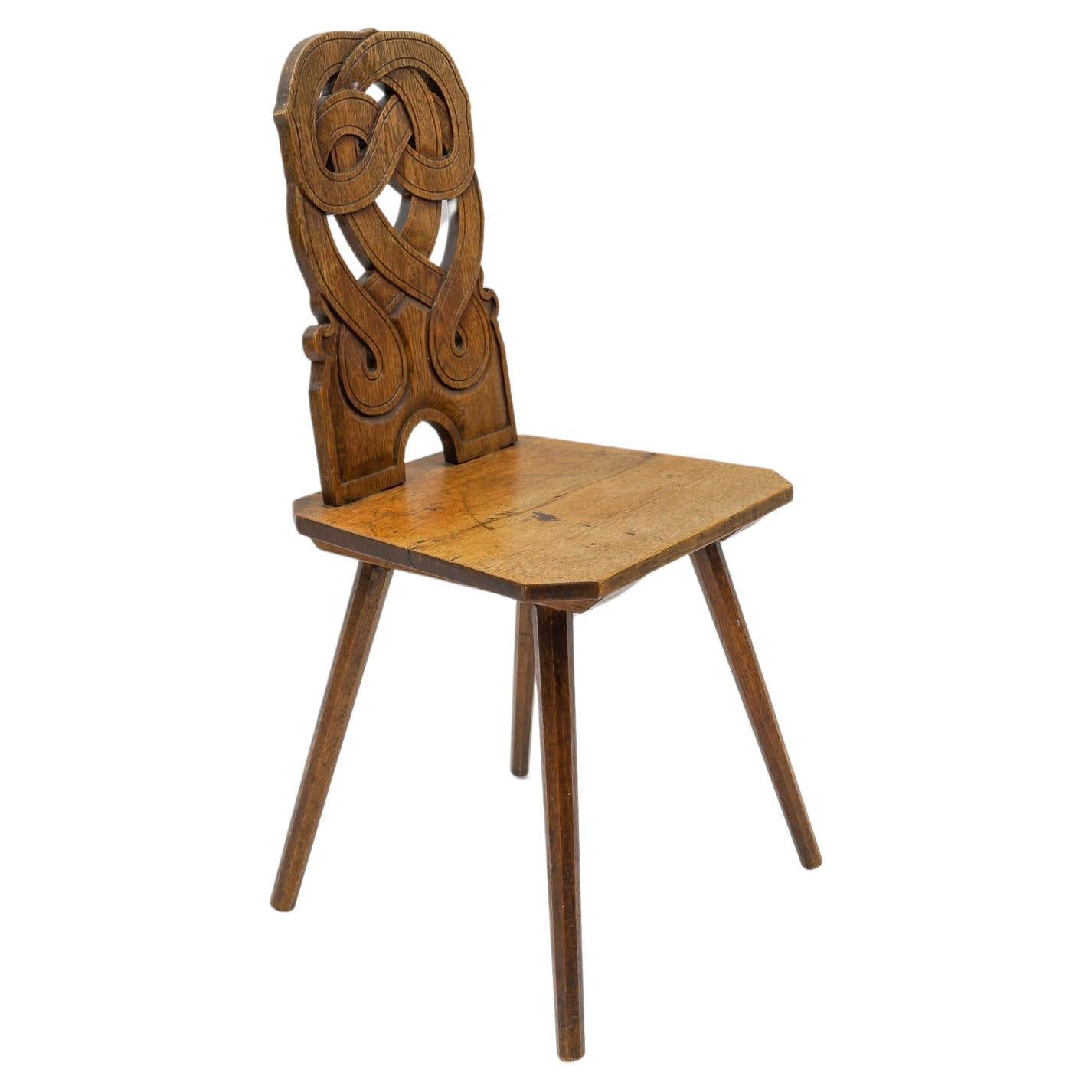 Alsatian chair with interlacing pattern on the back, France 1930s For Sale