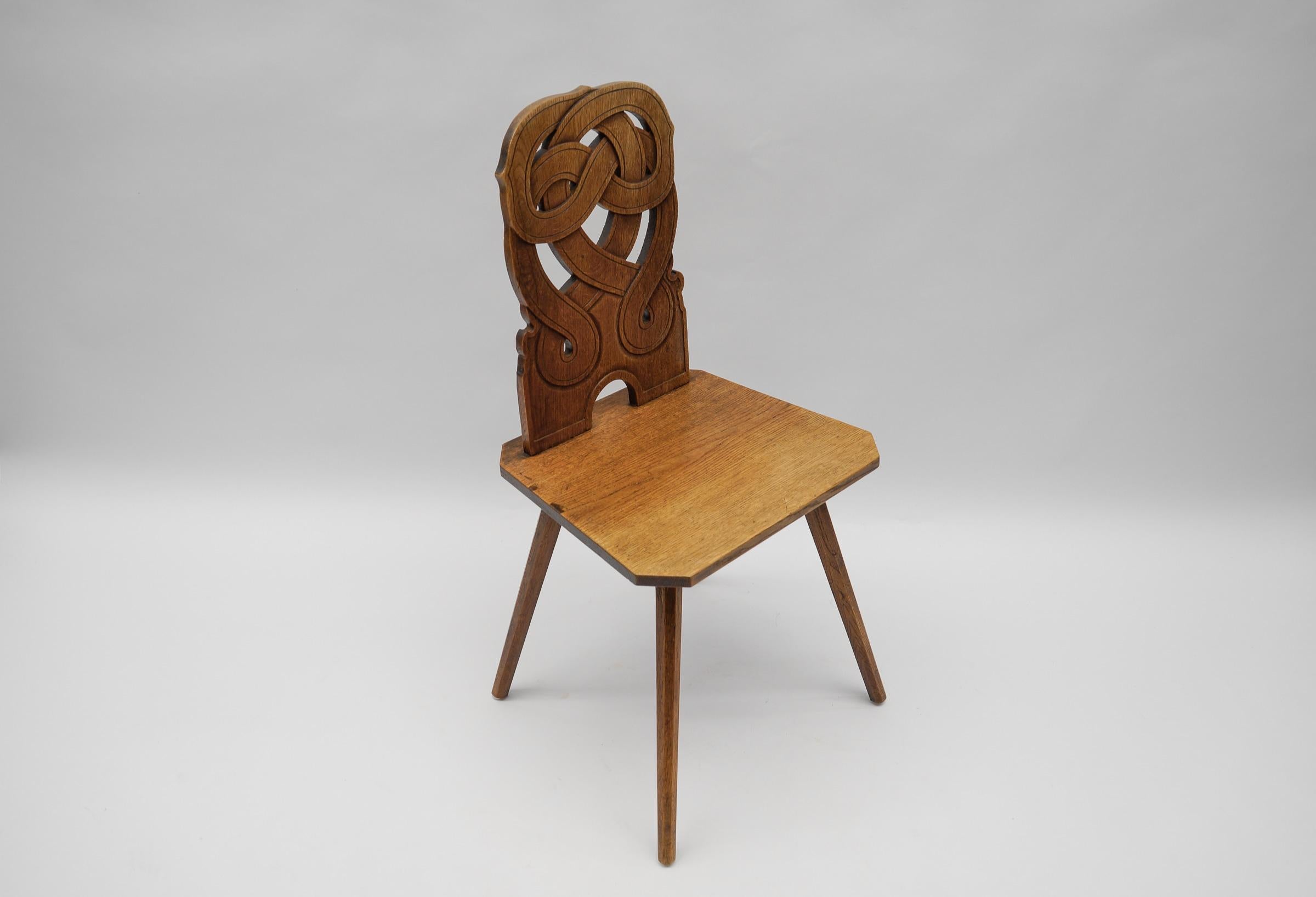 French Provincial Alsatian chair withinterlacing pattern on the back, France 1930s For Sale