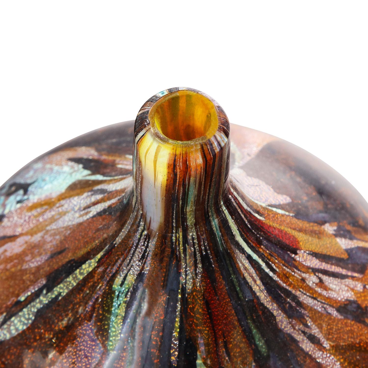 Italian Also Nason Handblown Glass Vase with Silver and Gold Foil, 1960s For Sale