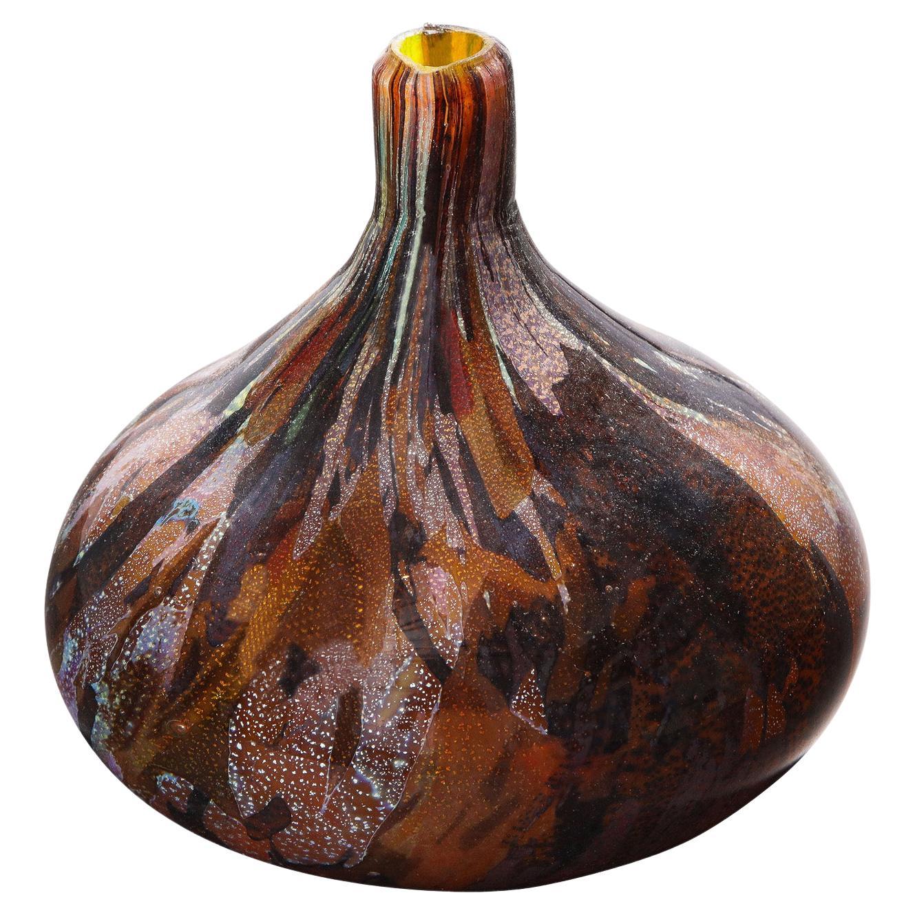 Also Nason Handblown Glass Vase with Silver and Gold Foil, 1960s