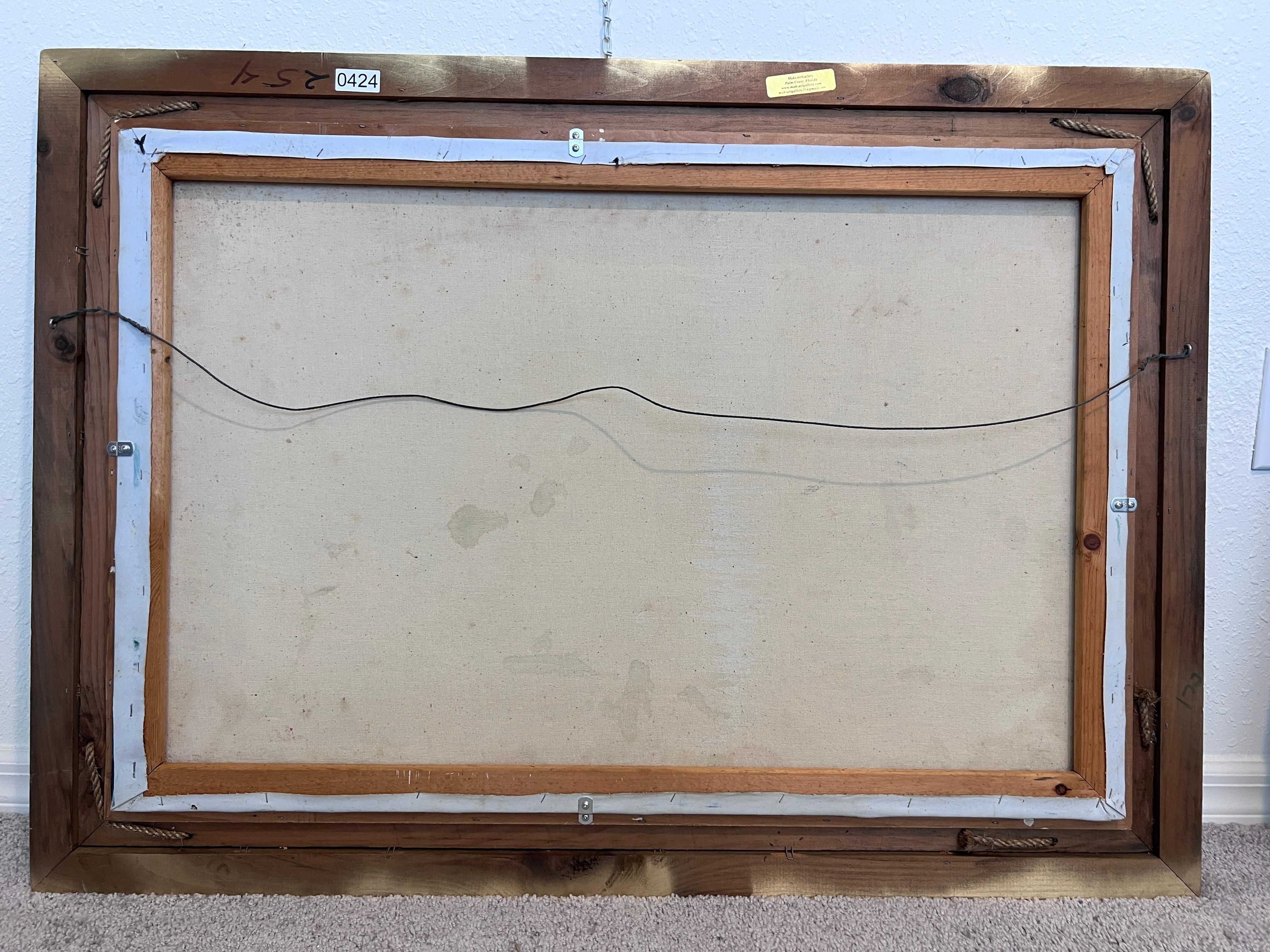 Original Ölgemälde auf Leinwand Seestück, Segelschiff, signiert Auch, Goldrahmen im Angebot 7