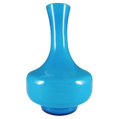 Alsterfors 1970's Scandinavian Blue Cased Glass 11.5" Vase