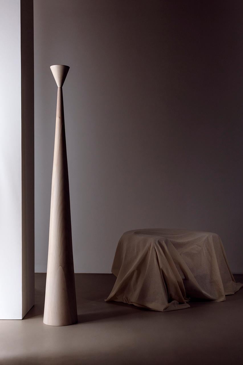 Alta Lamp, by Rain, Contemporary Floor Lamp, Solid Discolored Wood In New Condition For Sale In Sao Paulo, SP