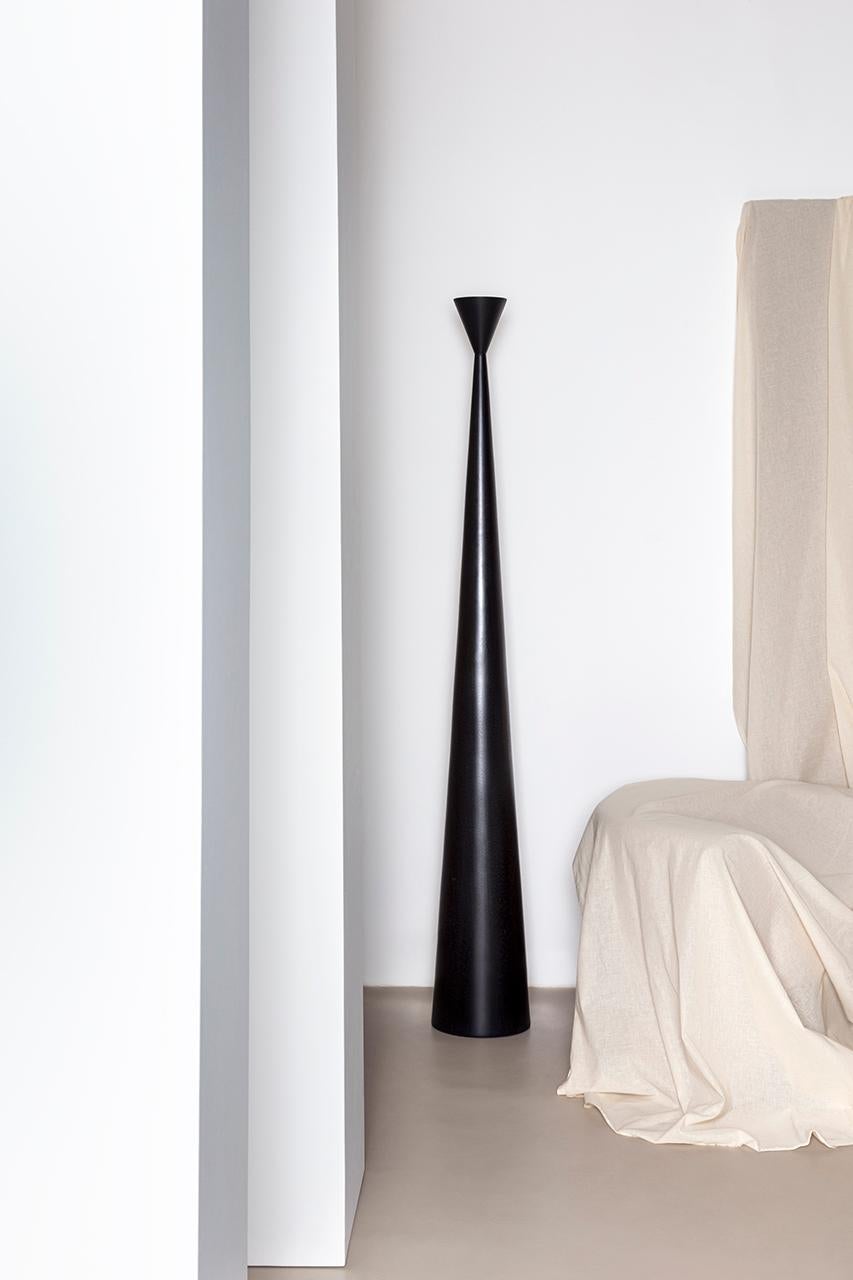 Brazilian Alta Lamp, by Rain, Contemporary Floor Lamp, Solid Ebonized Wood For Sale