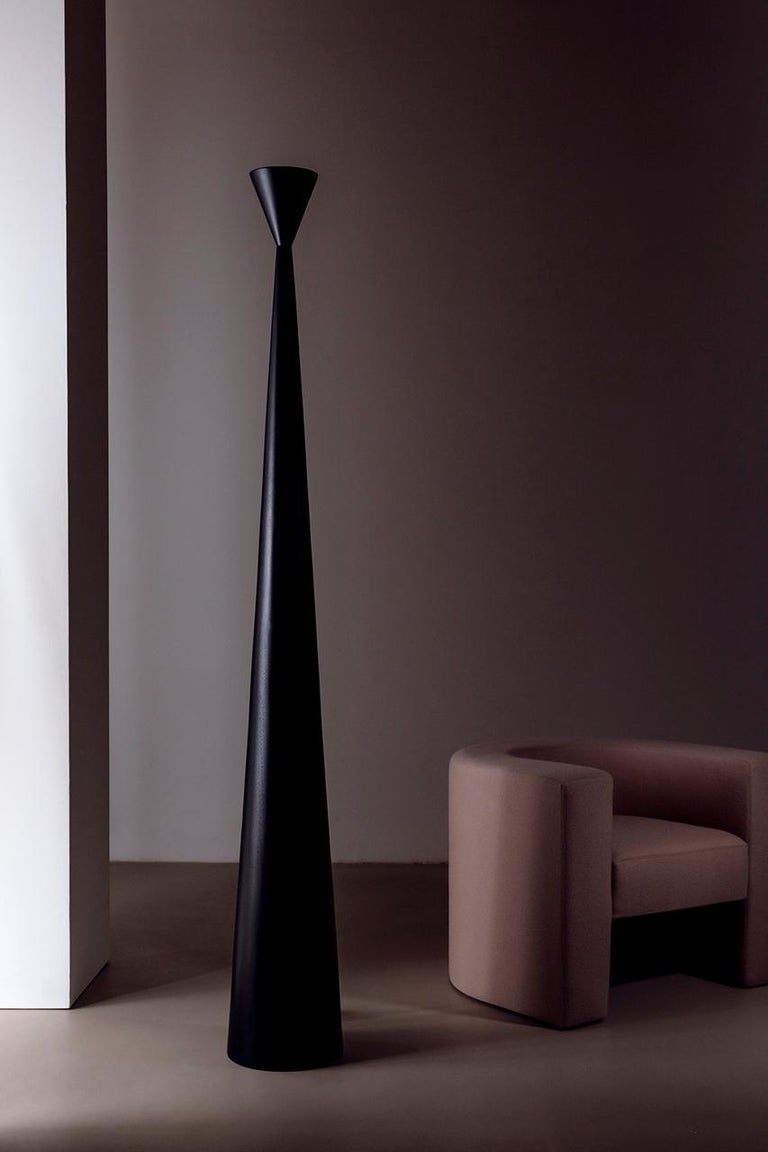 Alta Lamp By Rain Contemporary Floor Lamp Solid Ebonized Wood
