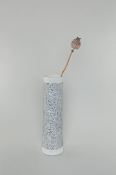 ALTA vase, handmade porcelain contemporary vase white with black dots in relief