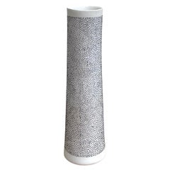 ALTA vase, handmade porcelain contemporary vase white with black dots in relief
