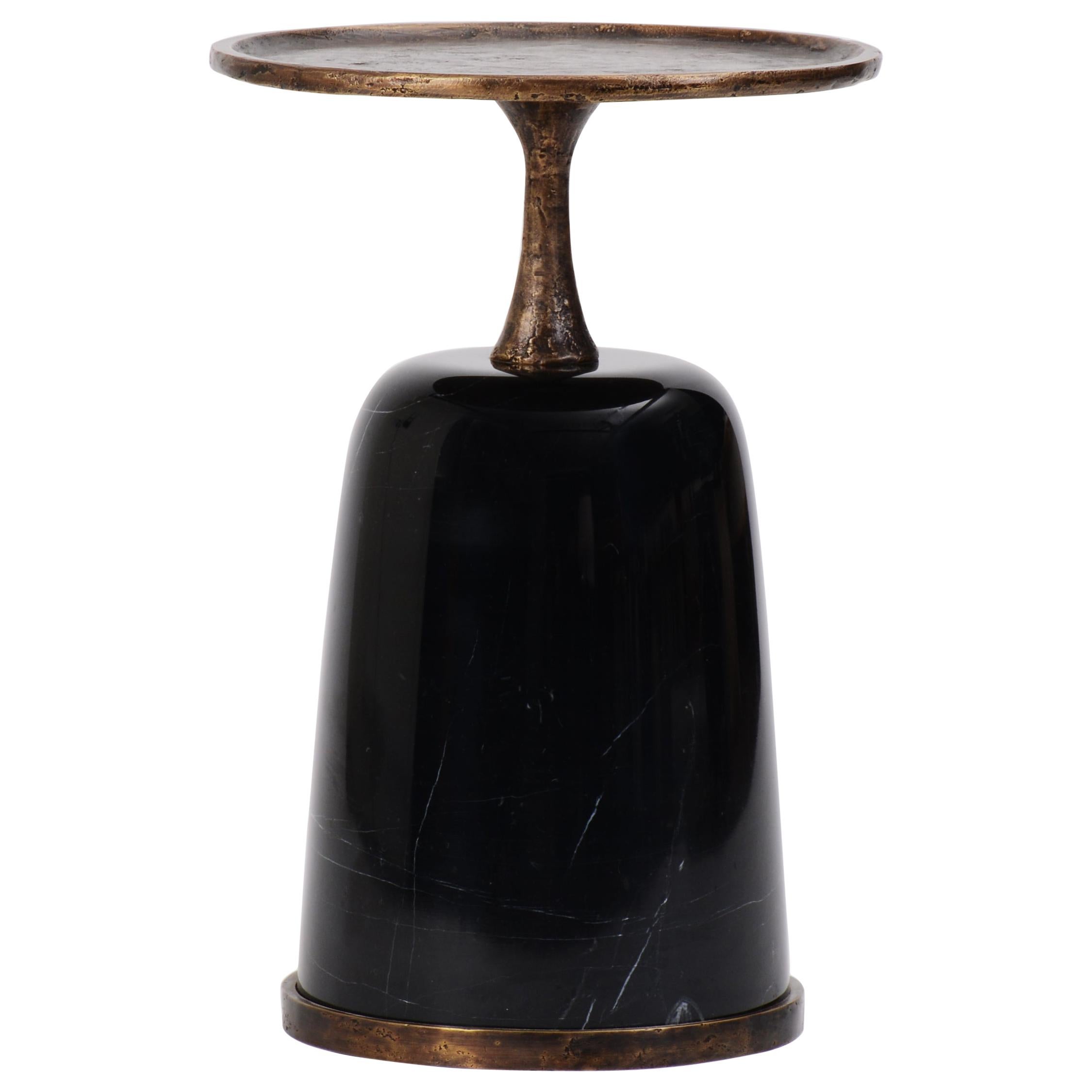 Altai Low Cast Bronze and Black Marquina Marble Side Table by Elan Atelier