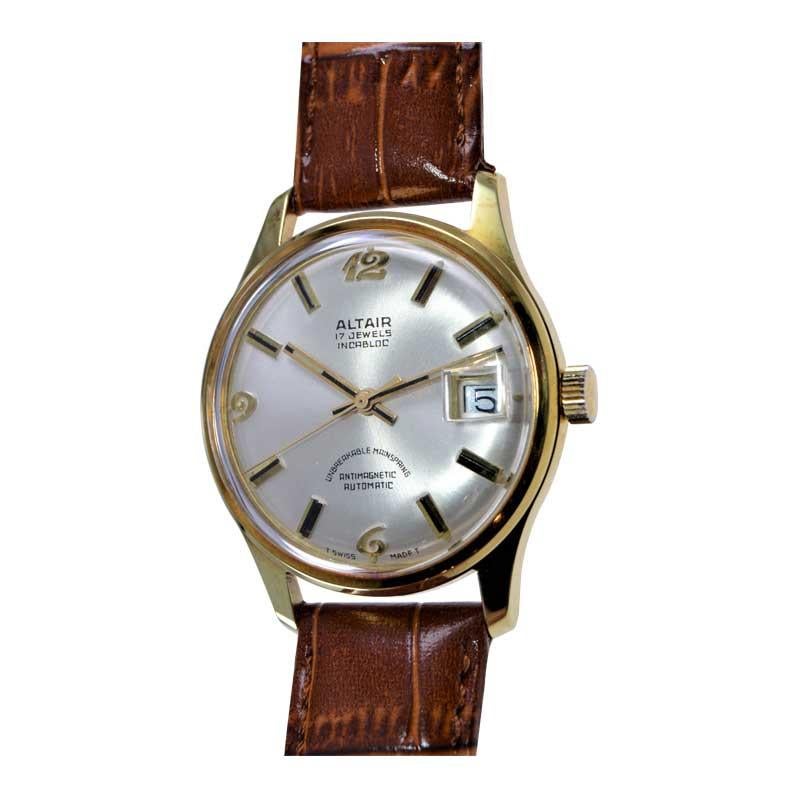 Modernist Altair New Old Stock Gold Filled Automatic Wristwatch from 1960's For Sale