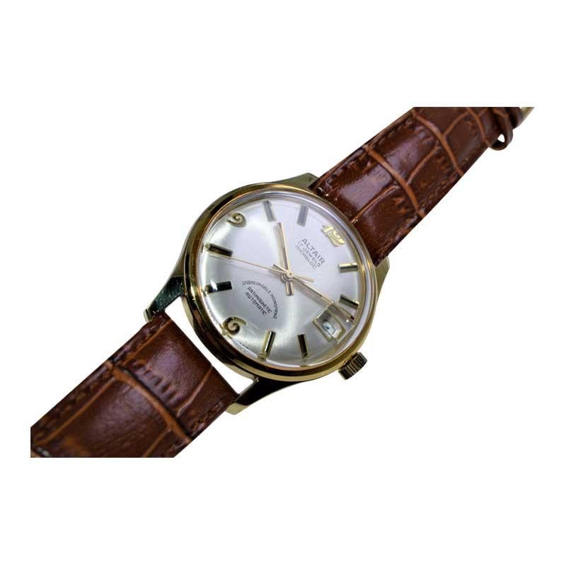 Women's or Men's Altair New Old Stock Gold Filled Automatic Wristwatch from 1960's For Sale