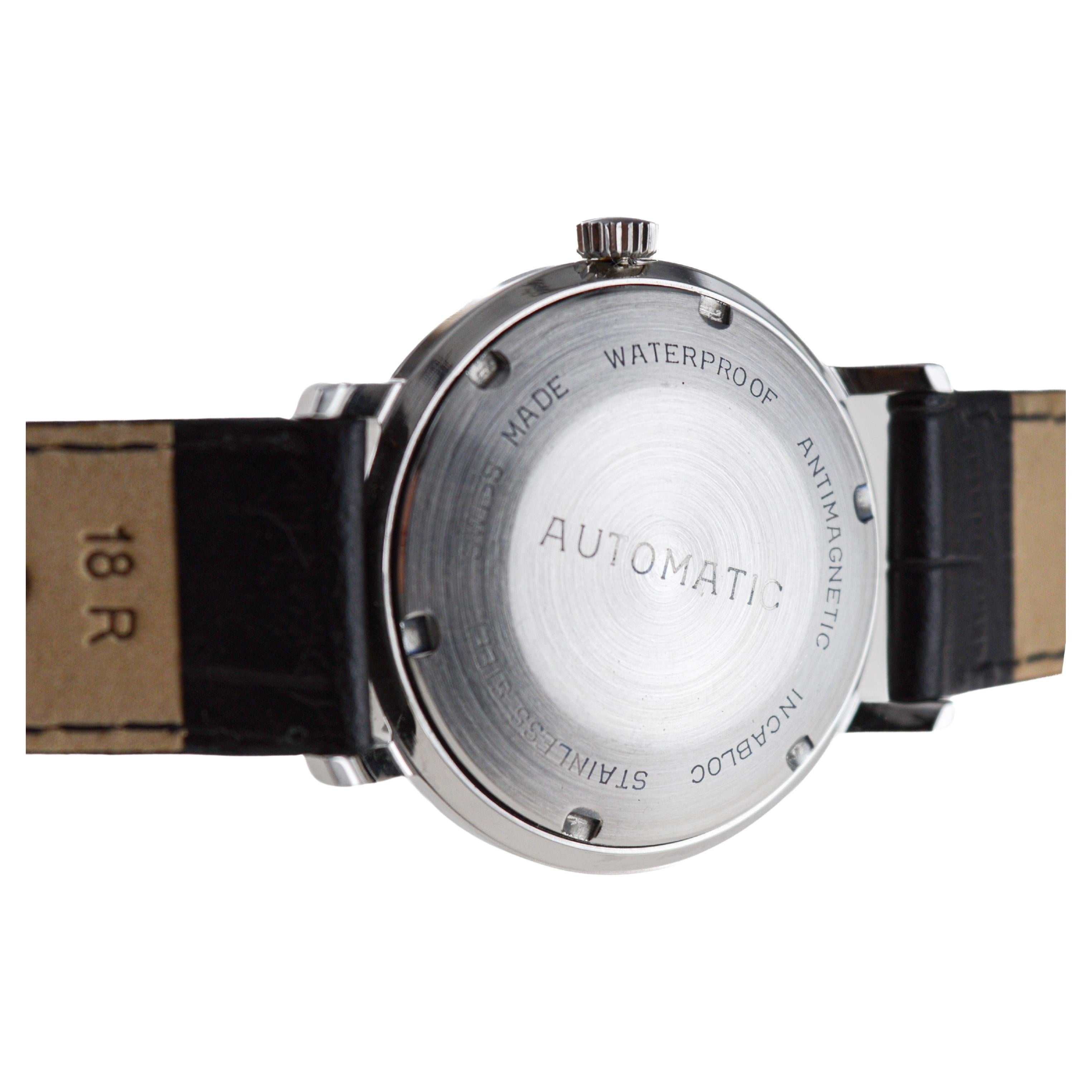 Altair Stainless Steel New, Old Stock Automatic Watch from 1950's or 60's For Sale 3