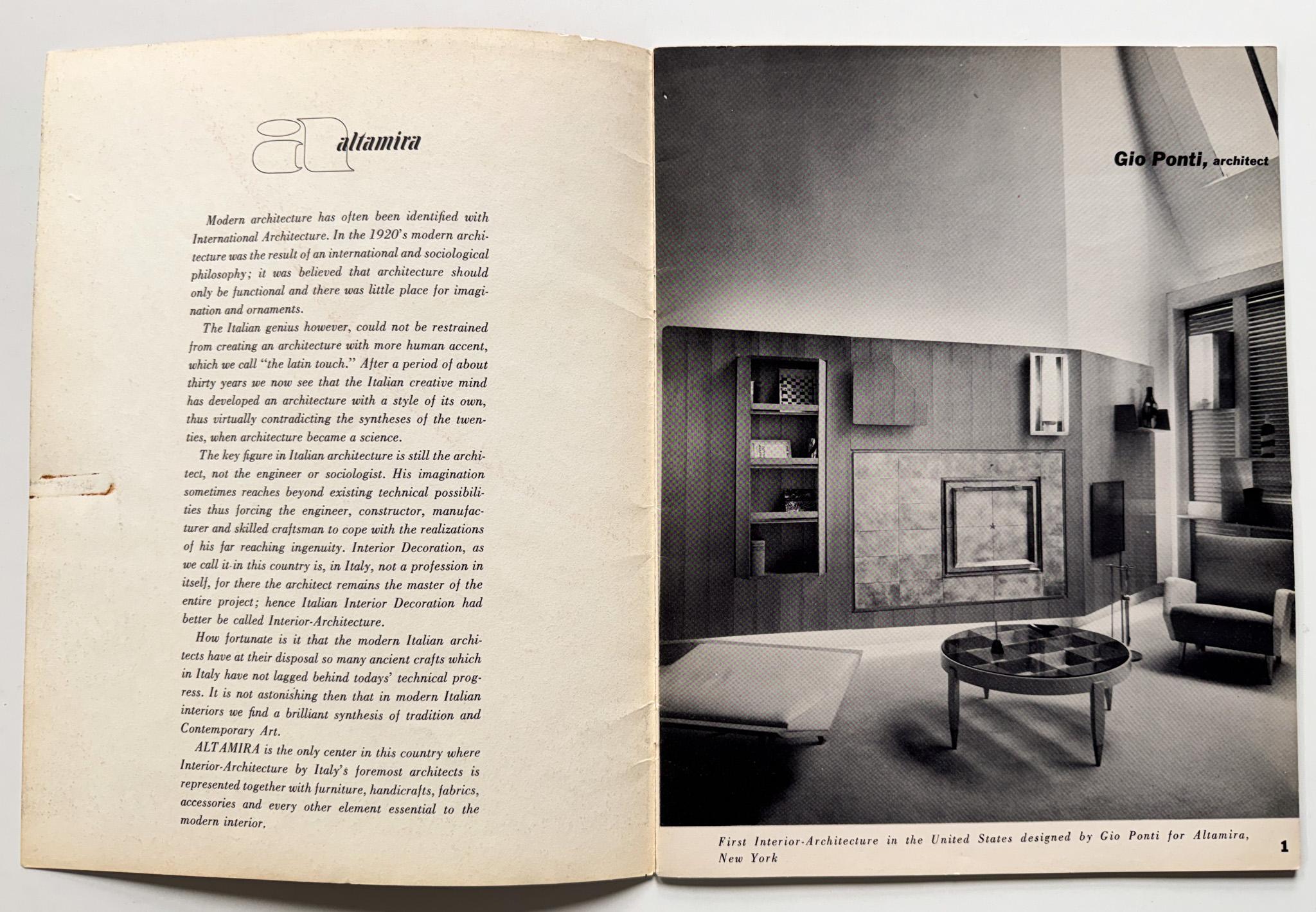 Mid-Century Modern Catalogue Altamira Circa 1956 en vente