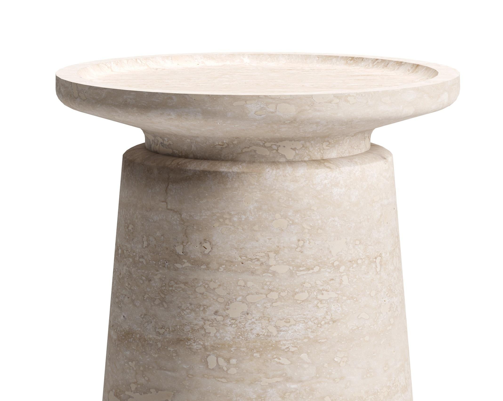Italian Altana Small Travertino Side Table by Ivan Colominas For Sale
