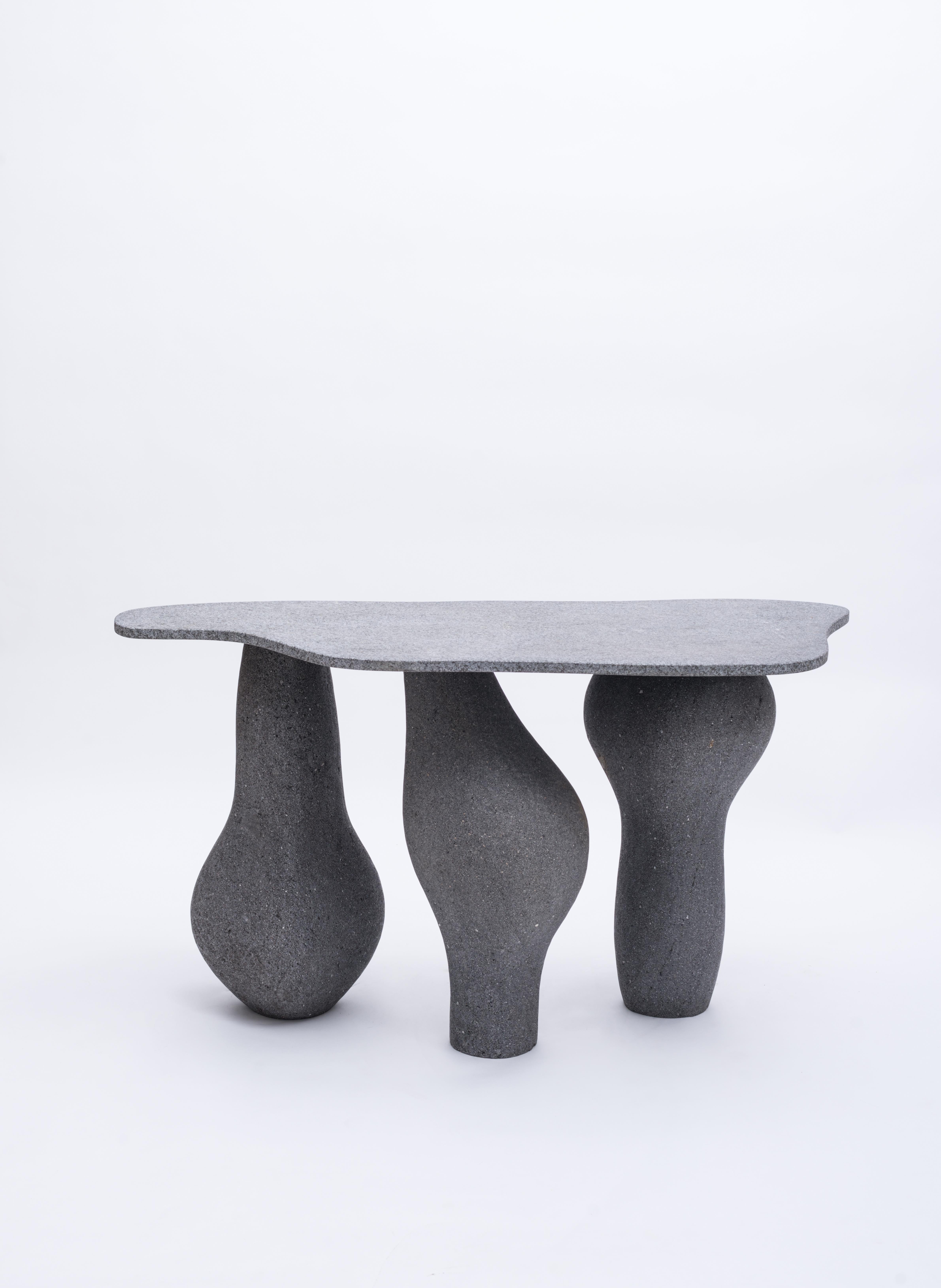 Altar Console in Black Volcanic Rock and Black Granite by Agnes Studio In New Condition In Brooklyn, NY