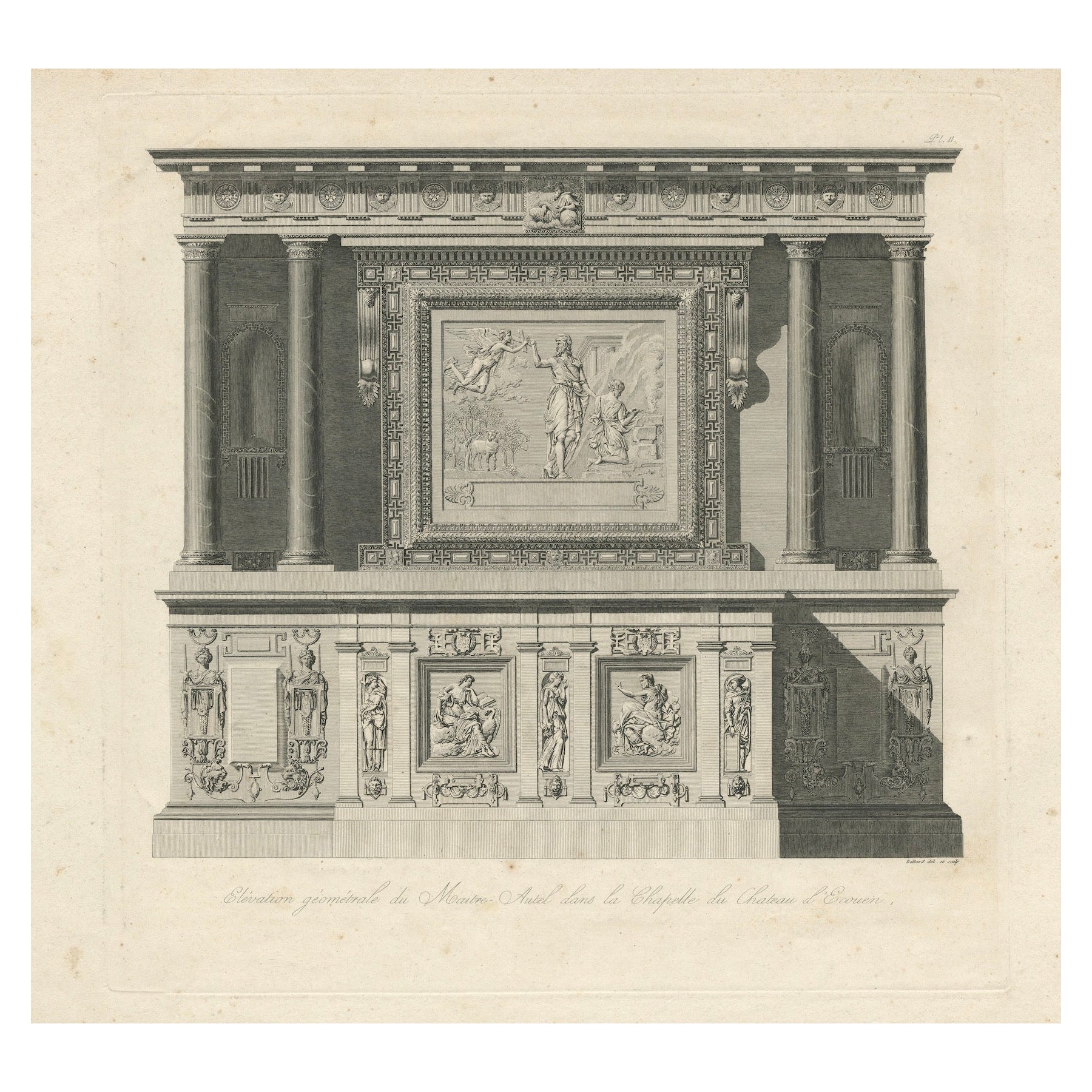 Autel de la chapelle du château d'Écouen - Gravure de Baltard, C.I.C.
