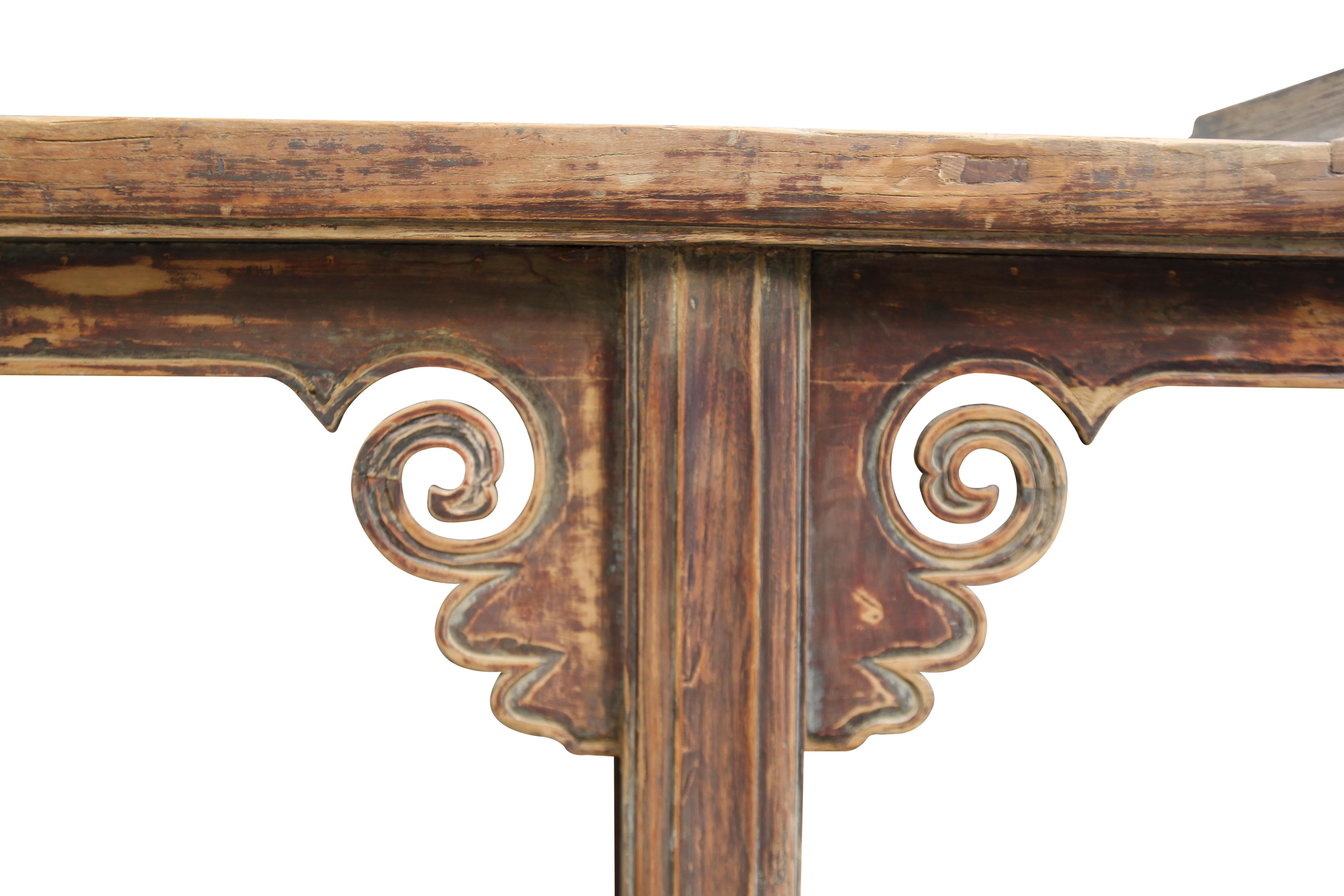 Hand-Carved Altar Table with Cloud Spandrels For Sale